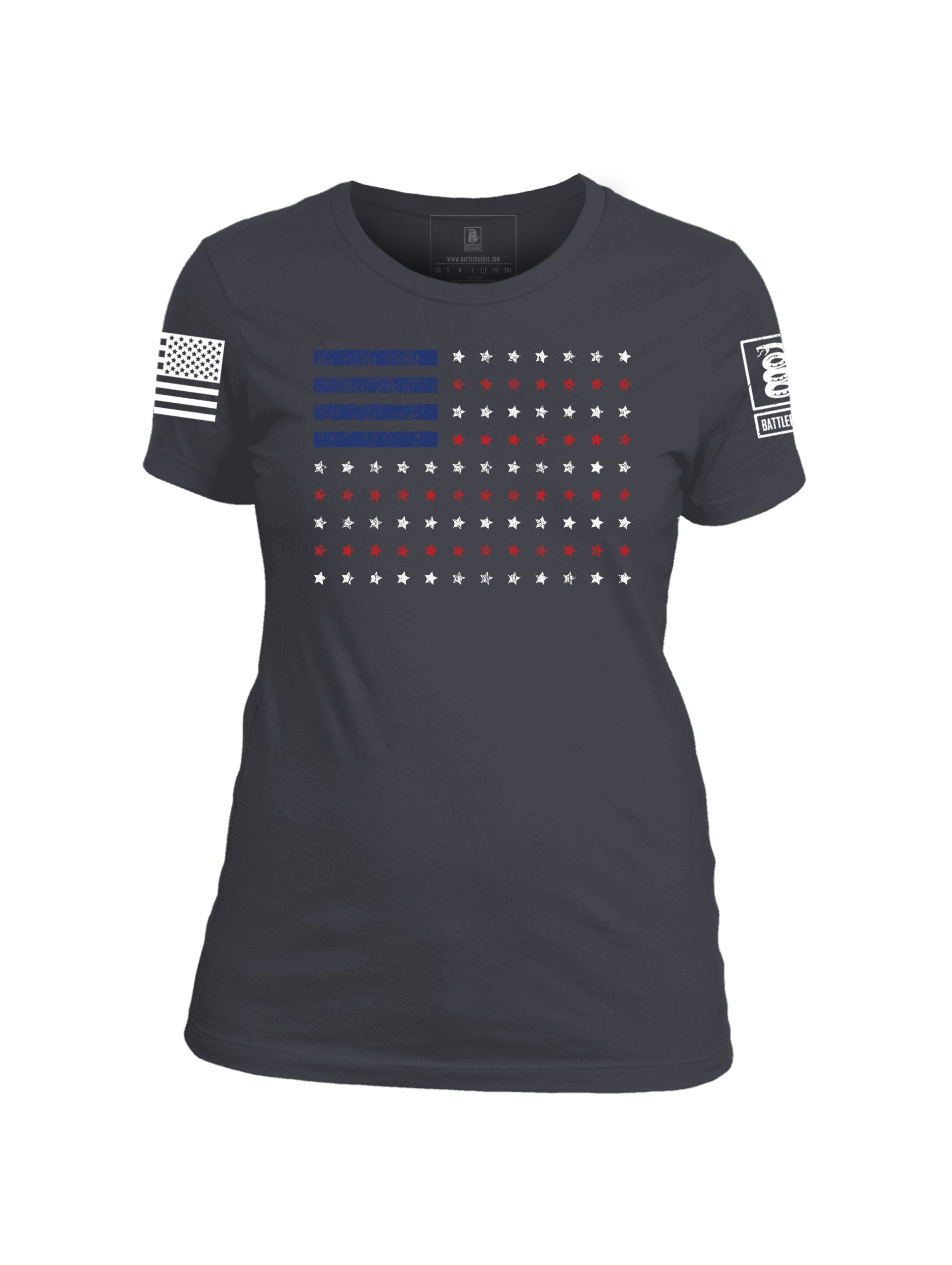 Battleraddle Horizontal Four Blocks Flag Womens Crew Neck T Shirt