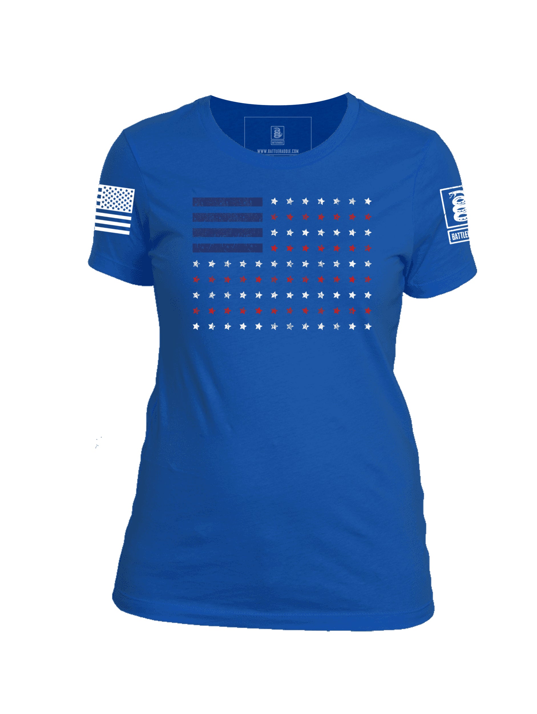 Battleraddle Horizontal Four Blocks Flag Womens Crew Neck T Shirt