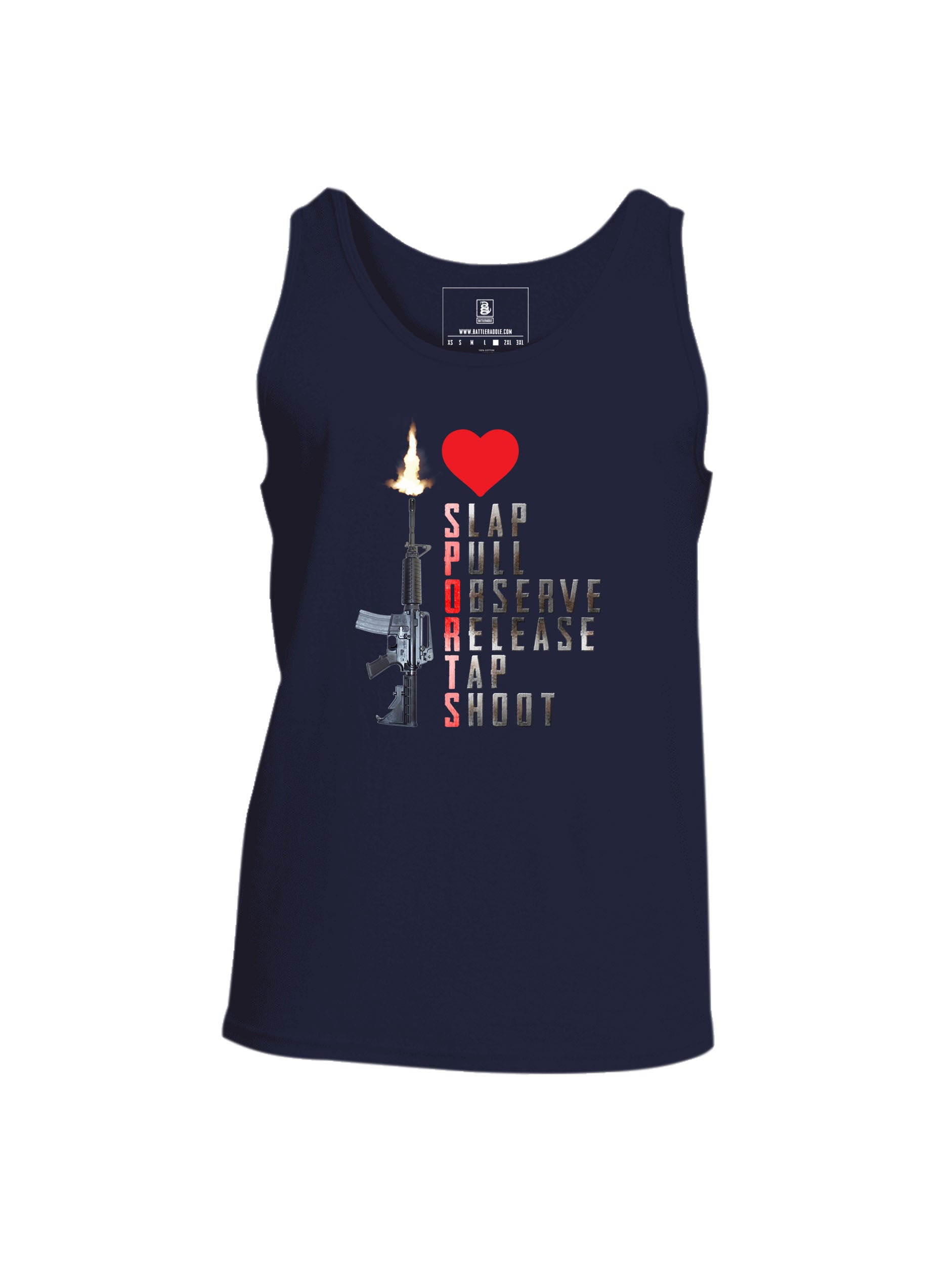 Battleraddle I Love Slap Pull Observe Release Tap Shoot Mens Cotton Tank Top