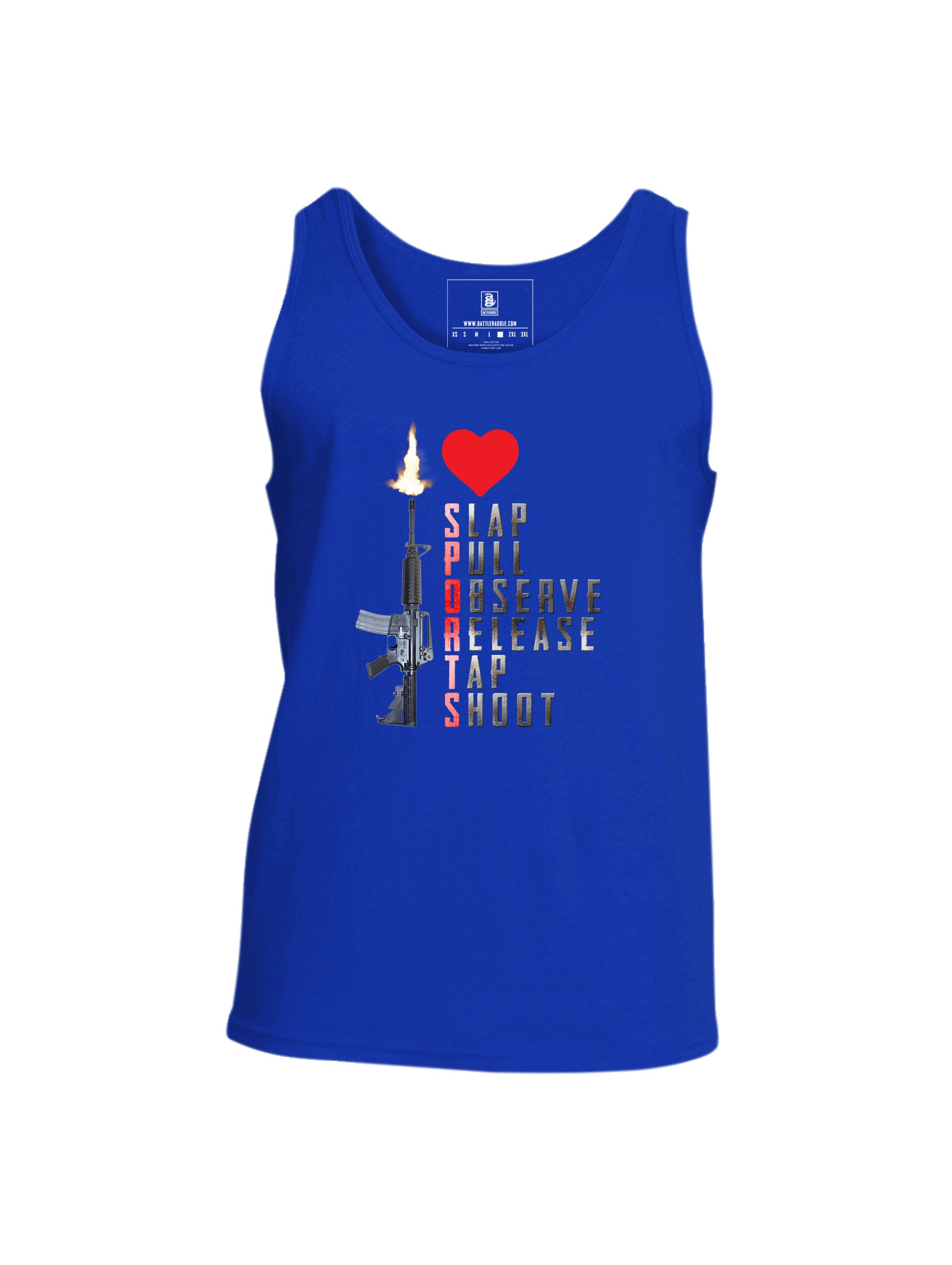 Battleraddle I Love Slap Pull Observe Release Tap Shoot Mens Cotton Tank Top