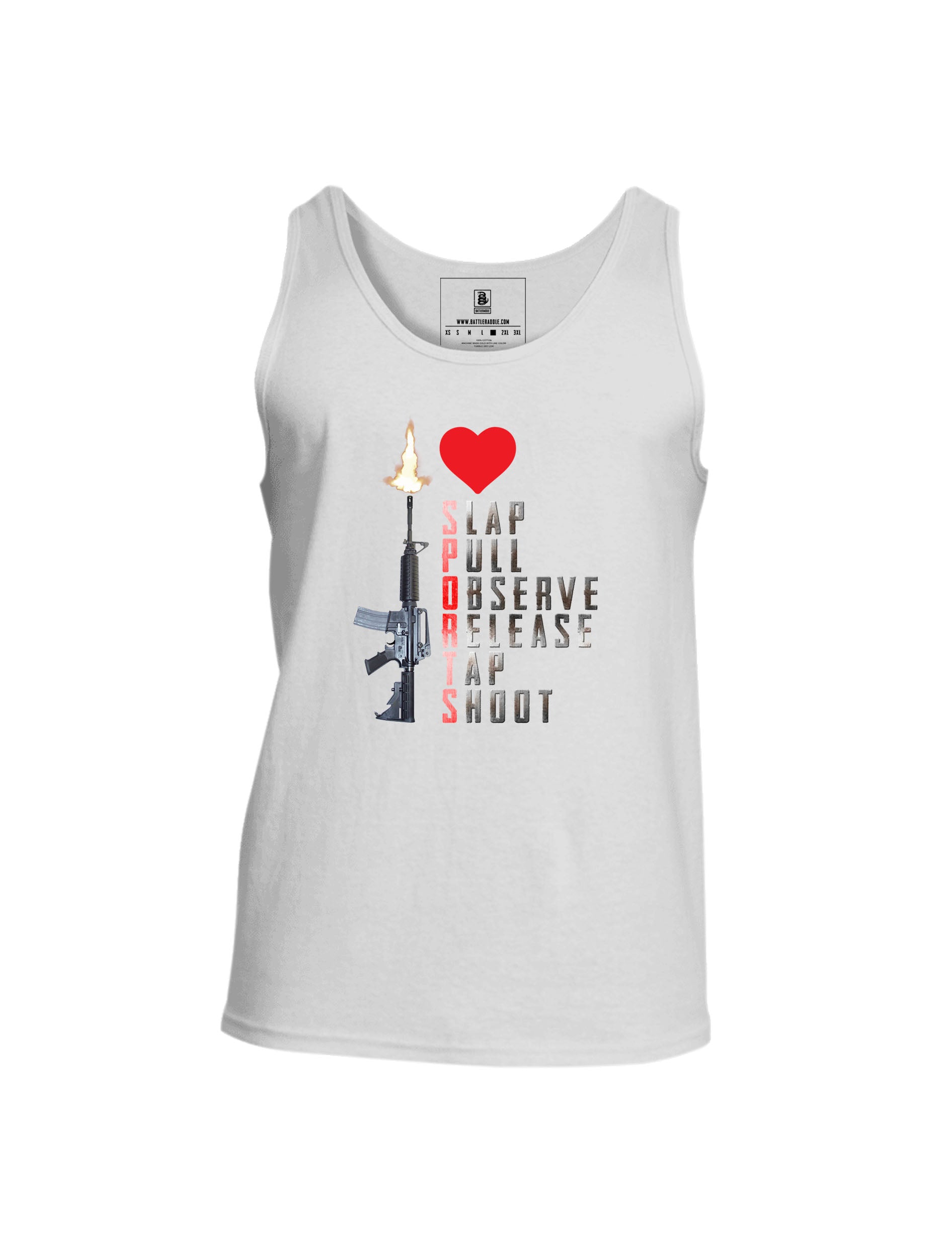 Battleraddle I Love Slap Pull Observe Release Tap Shoot Mens Cotton Tank Top