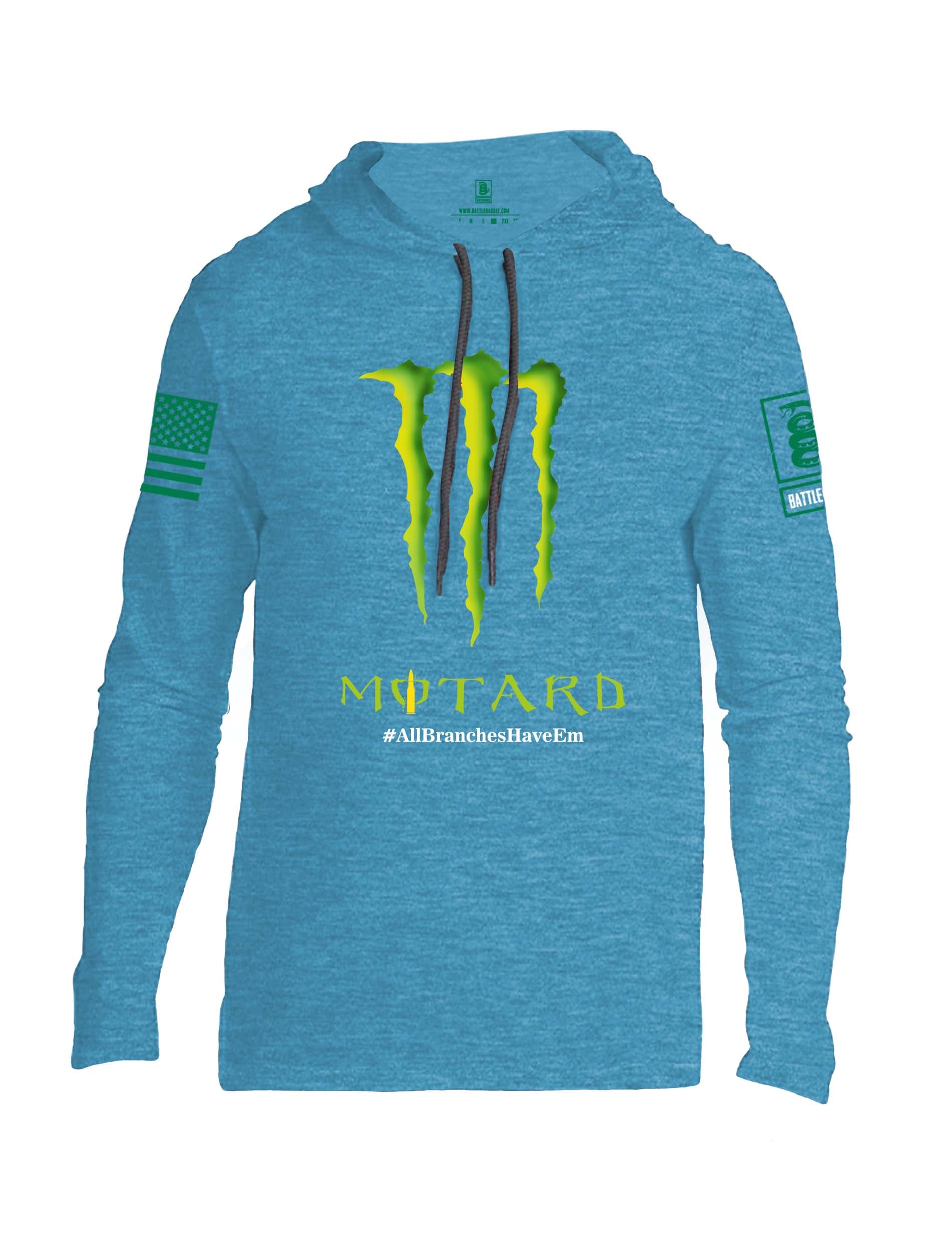 Battleraddle Motard #AllBranchesHaveEm Green Sleeve Print Mens Thin Cotton Lightweight Hoodie