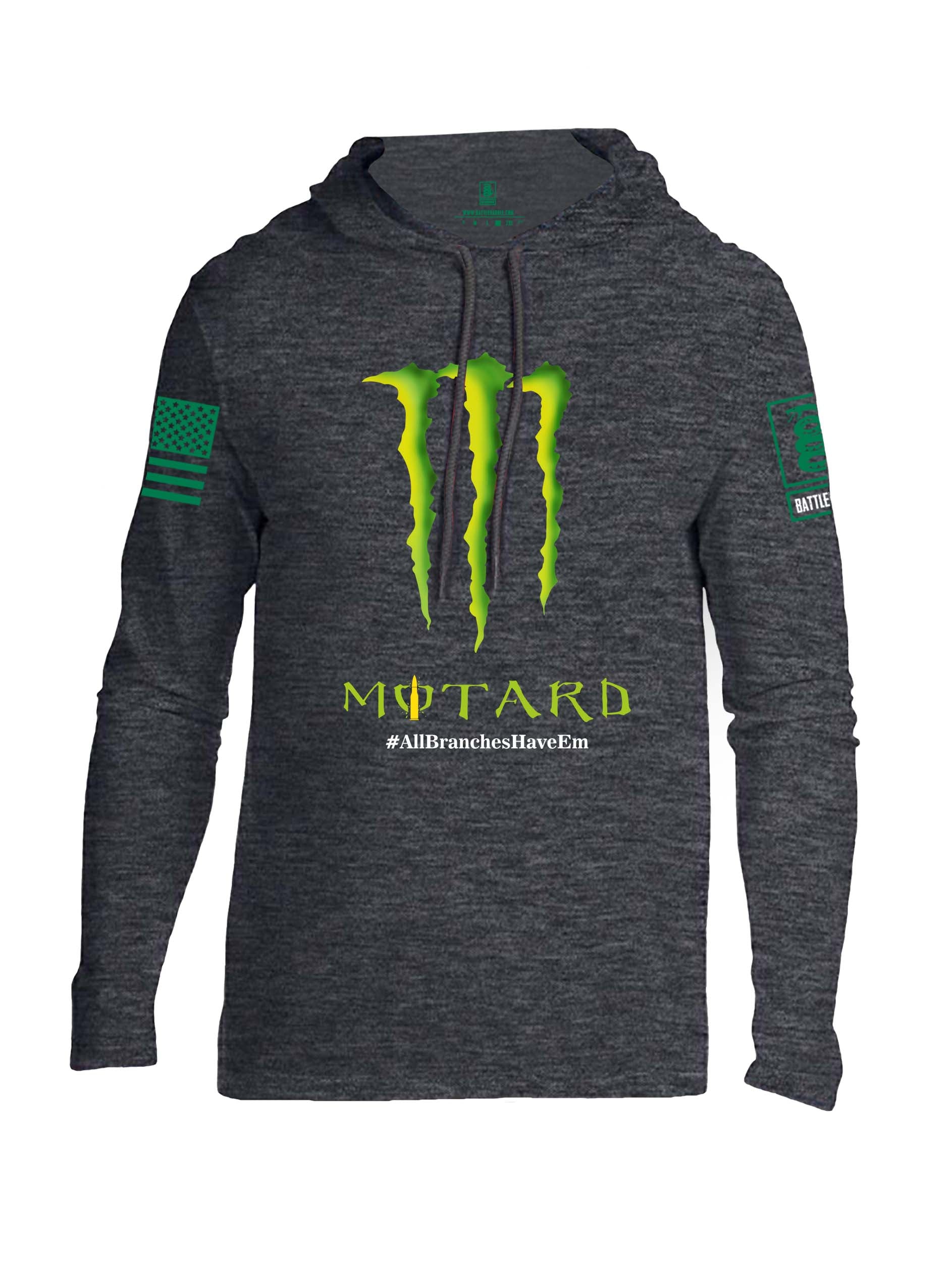 Battleraddle Motard #AllBranchesHaveEm Green Sleeve Print Mens Thin Cotton Lightweight Hoodie