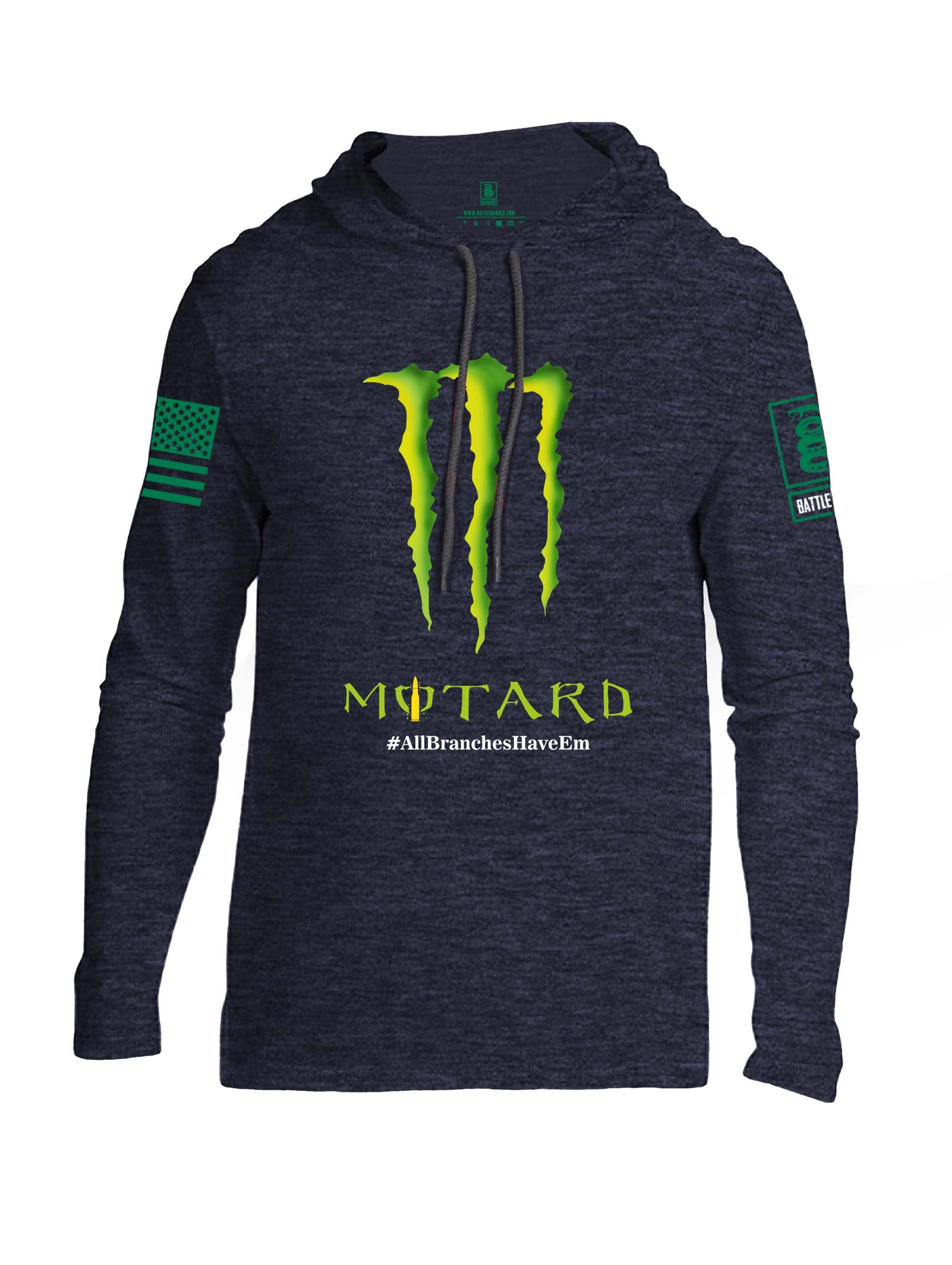 Battleraddle Motard #AllBranchesHaveEm Green Sleeve Print Mens Thin Cotton Lightweight Hoodie