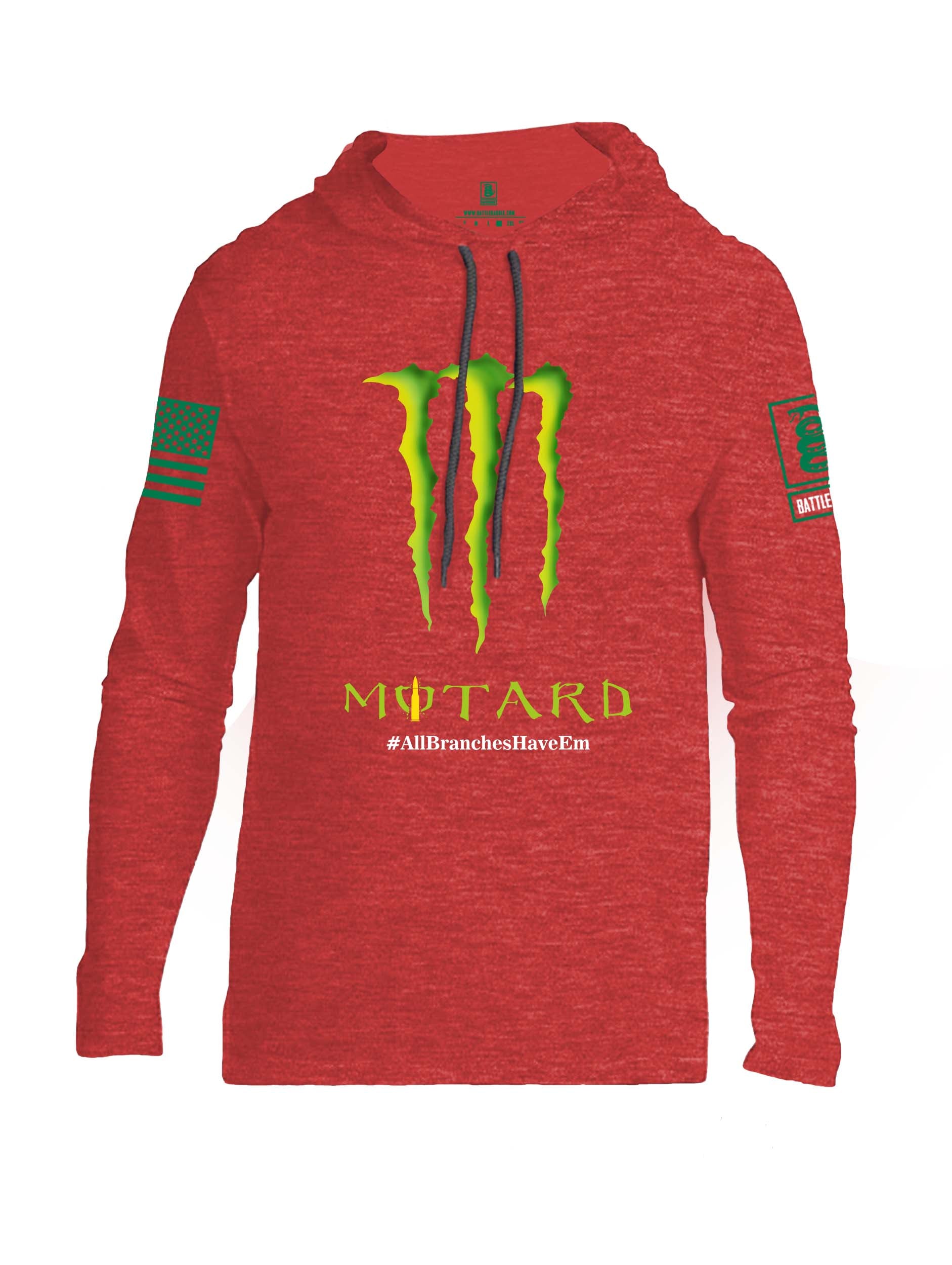 Battleraddle Motard #AllBranchesHaveEm Green Sleeve Print Mens Thin Cotton Lightweight Hoodie