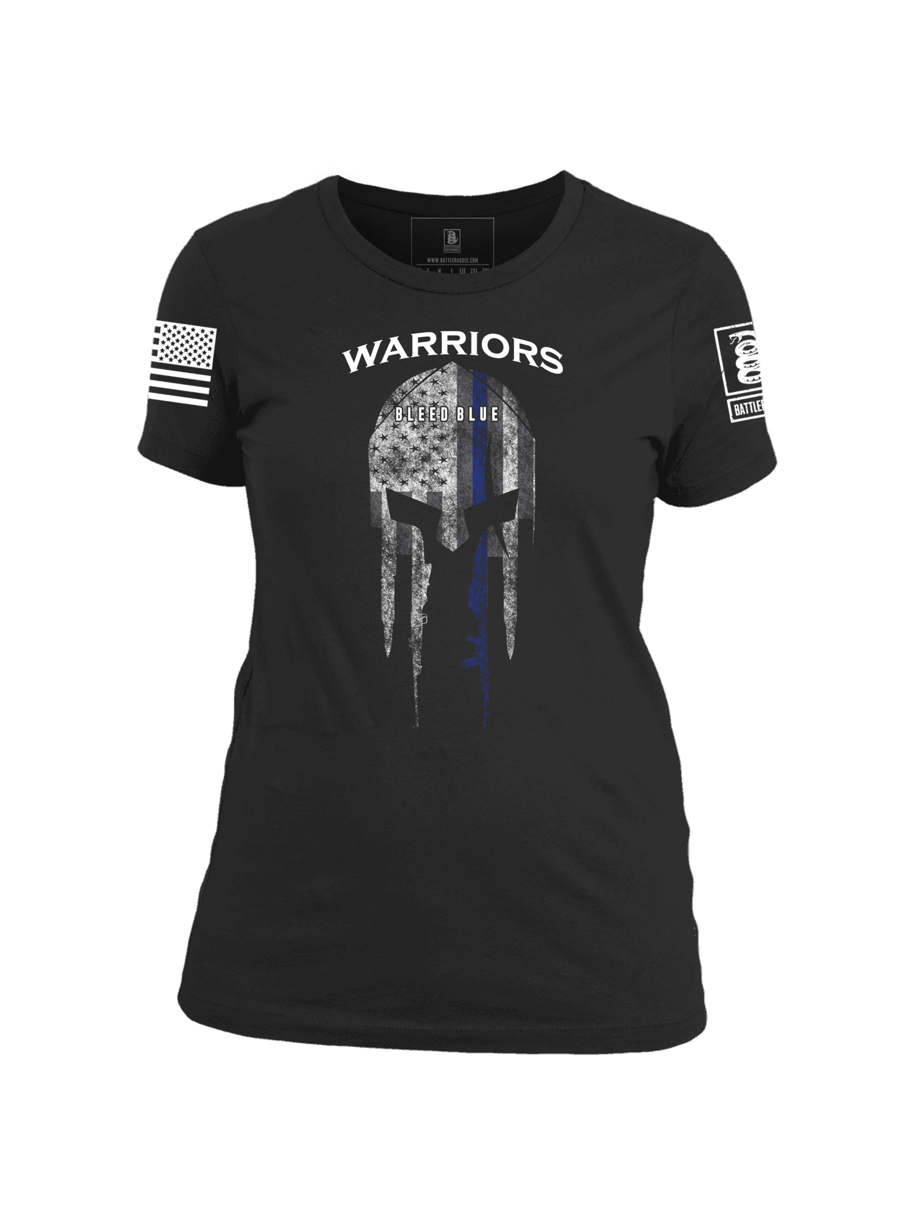 Battleraddle Warriors Bleed Blue Womens 100% Battlefit Polyester Crew Neck T Shirt