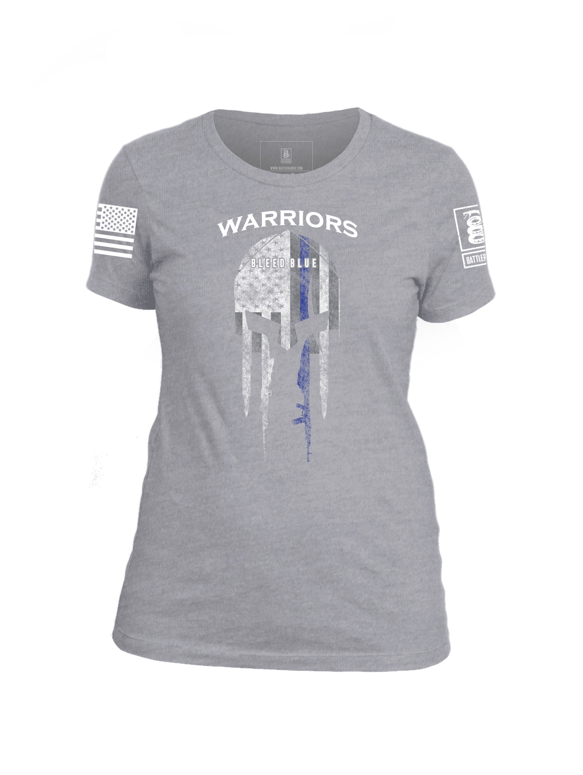 Battleraddle Warriors Bleed Blue Womens 100% Battlefit Polyester Crew Neck T Shirt