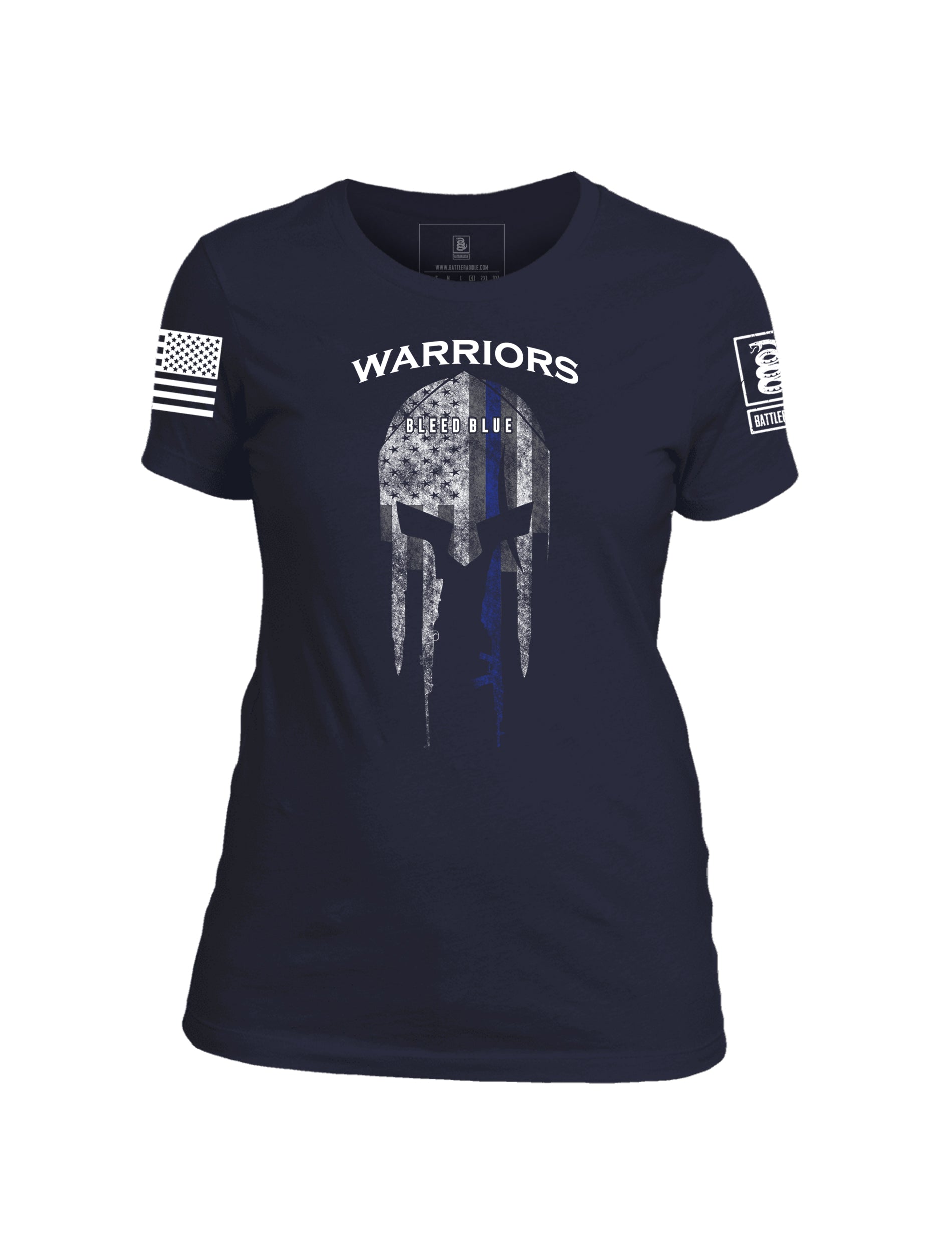 Battleraddle Warriors Bleed Blue Womens 100% Battlefit Polyester Crew Neck T Shirt