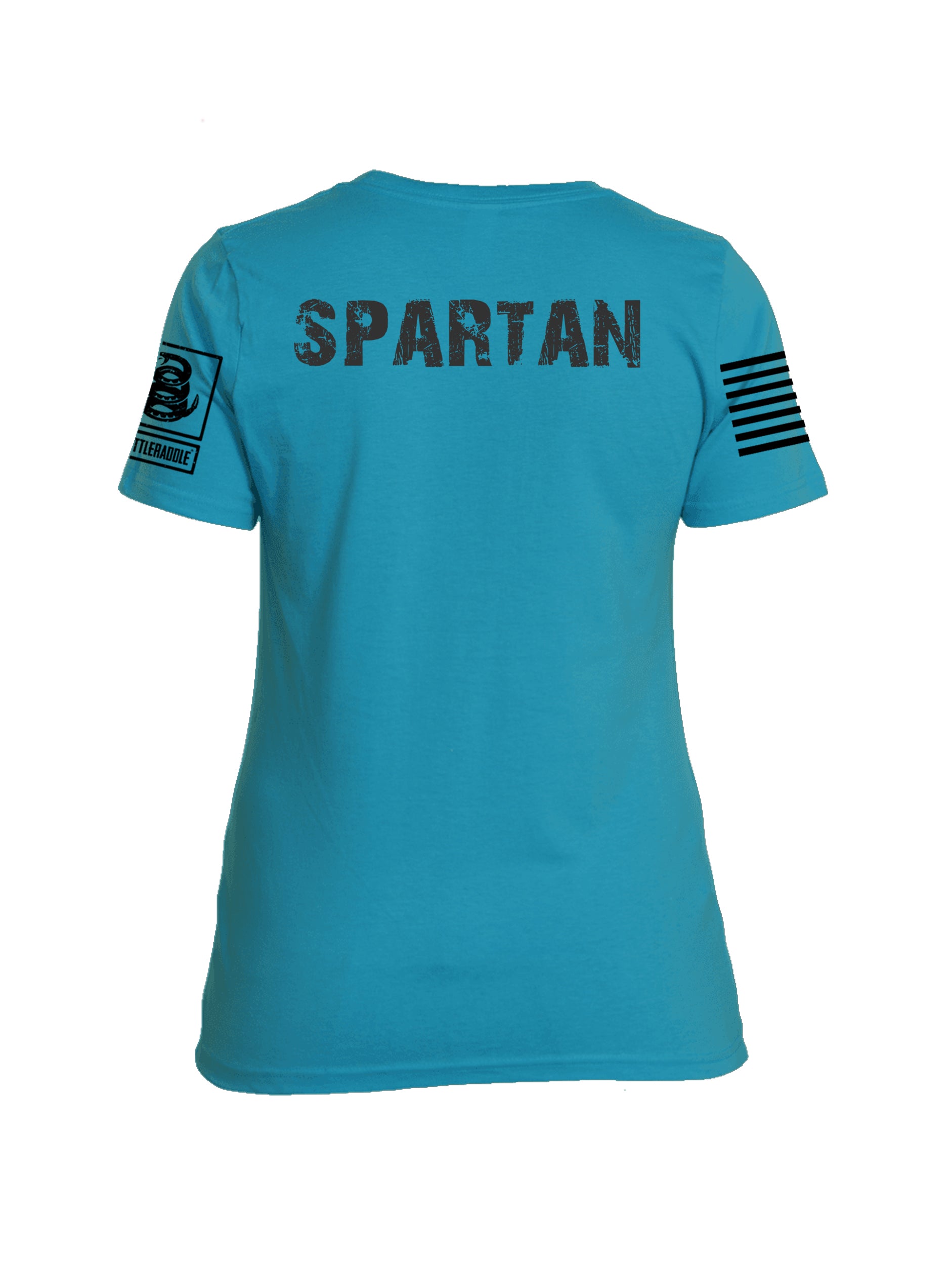 Batttleraddle Vintage Spartan Black Sleeve Print Womens Cotton Crew Neck T Shirt