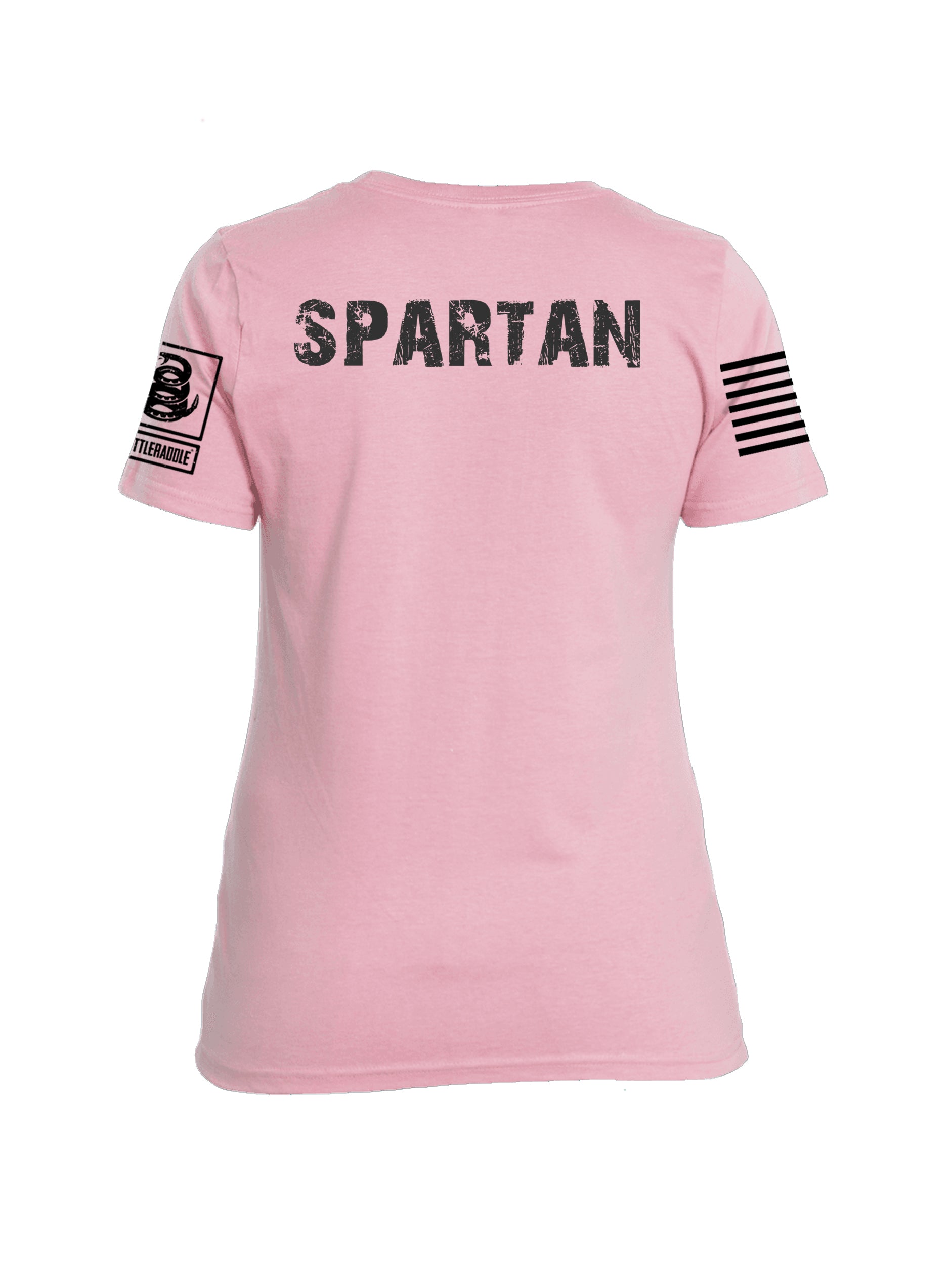 Batttleraddle Vintage Spartan Black Sleeve Print Womens Cotton Crew Neck T Shirt