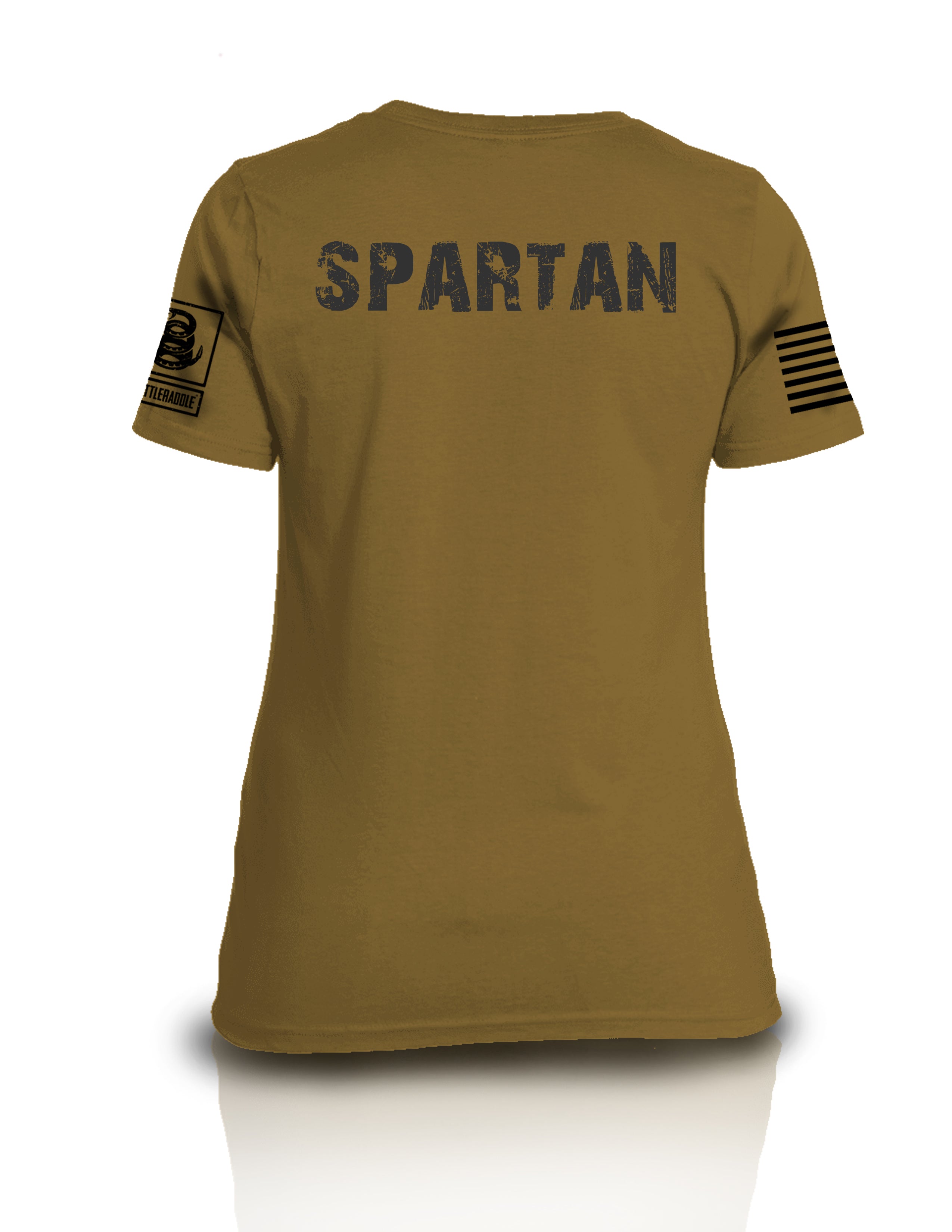 Batttleraddle Vintage Spartan Black Sleeve Print Womens Cotton Crew Neck T Shirt