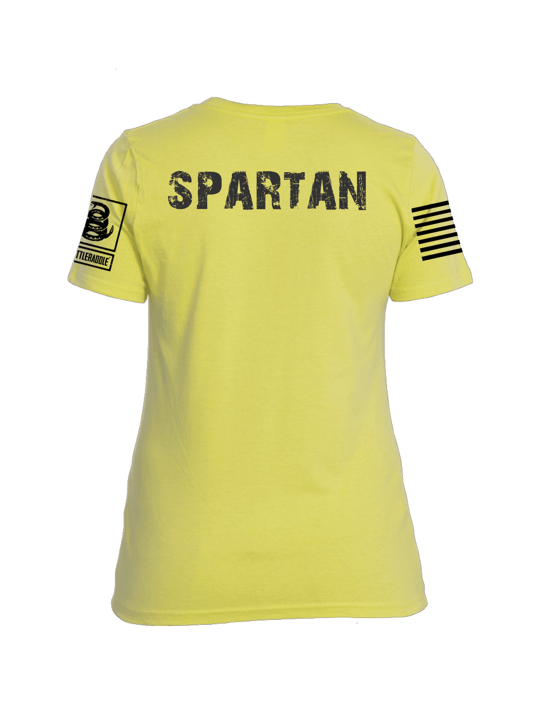 Batttleraddle Vintage Spartan Black Sleeve Print Womens Cotton Crew Neck T Shirt