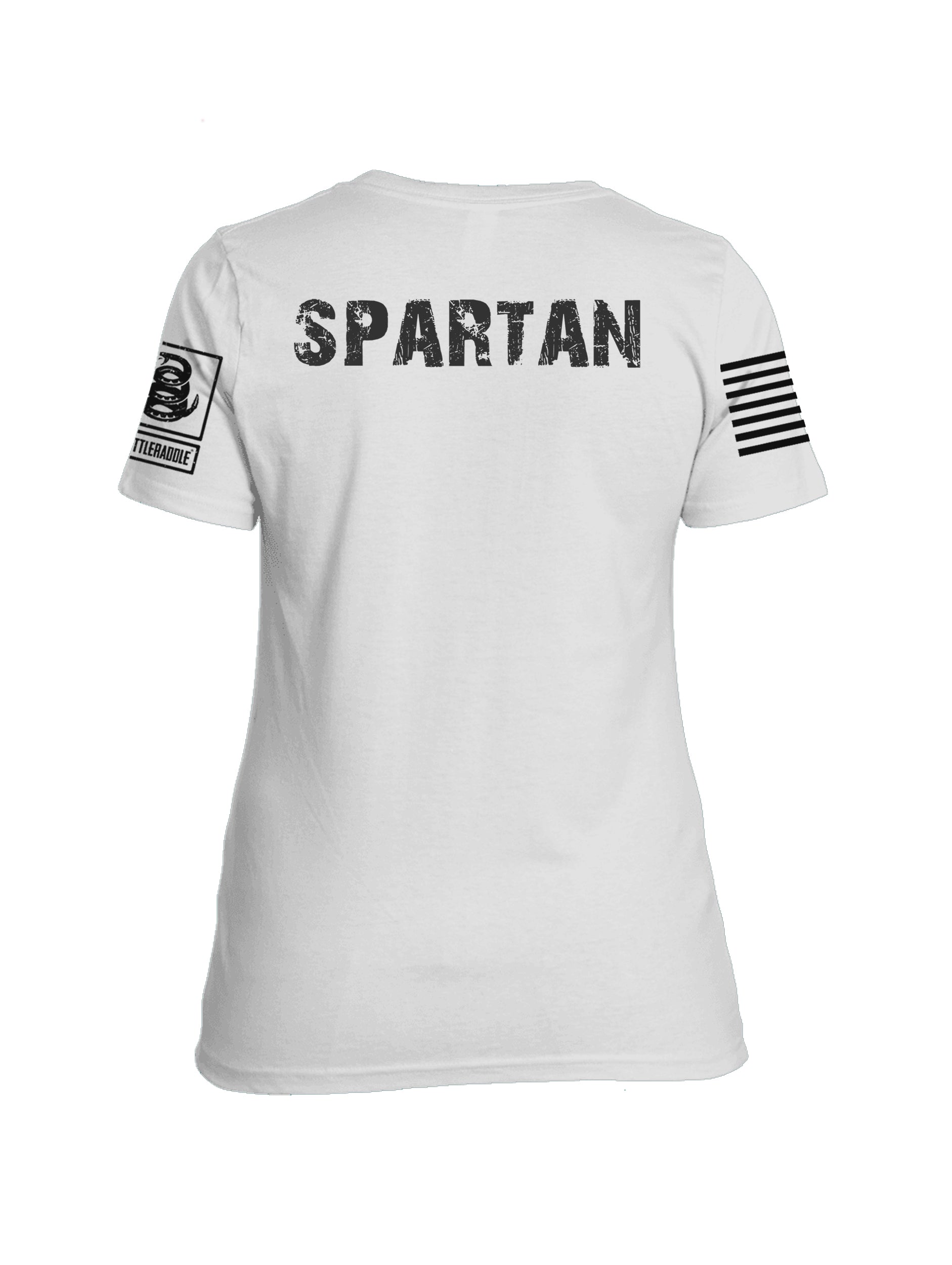 Batttleraddle Vintage Spartan Black Sleeve Print Womens Cotton Crew Neck T Shirt