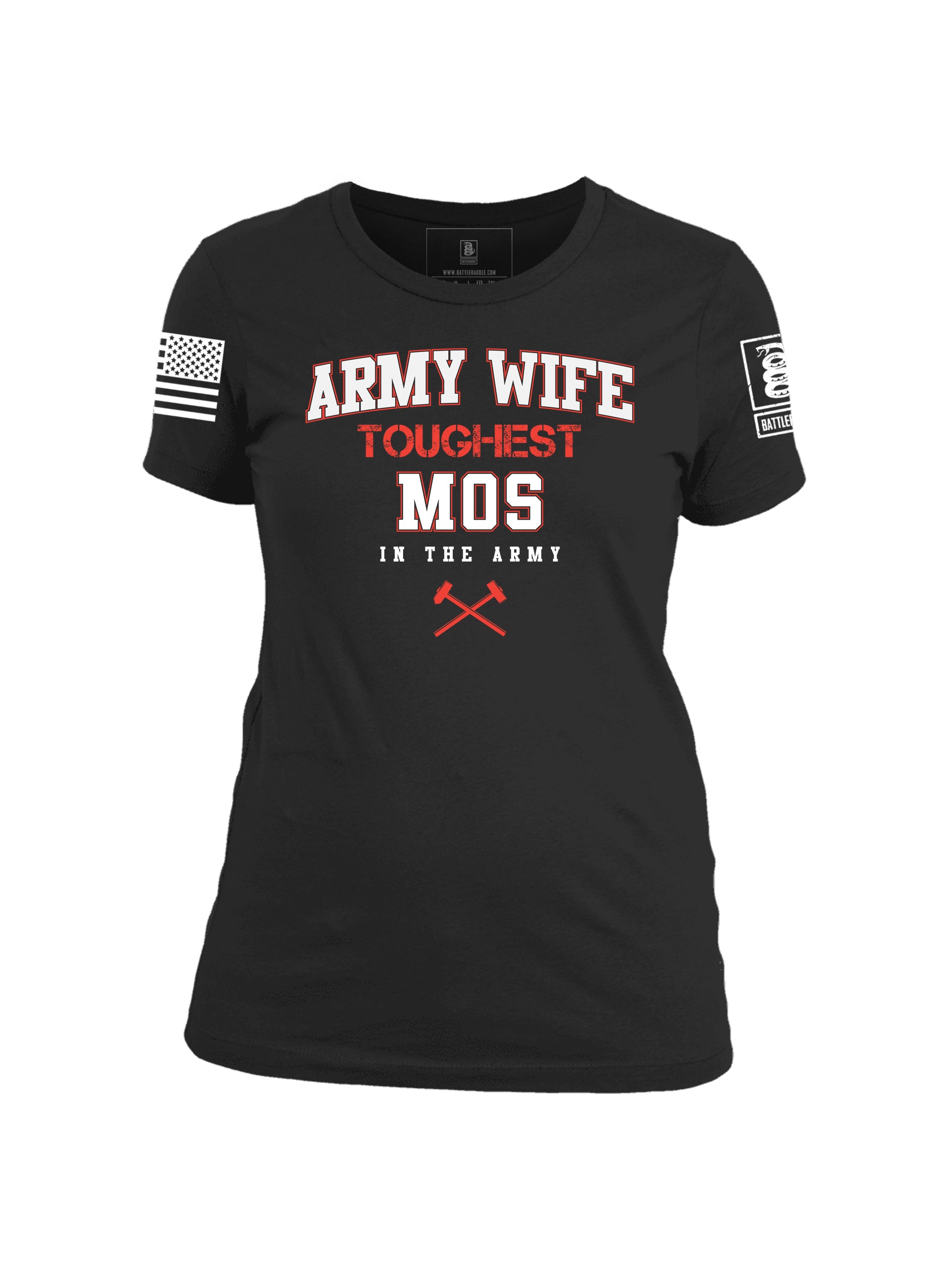 Battleraddle Army Wife Toughest MOS In The Army Black Ops Edition Womens Cotton Crew Neck T Shirt