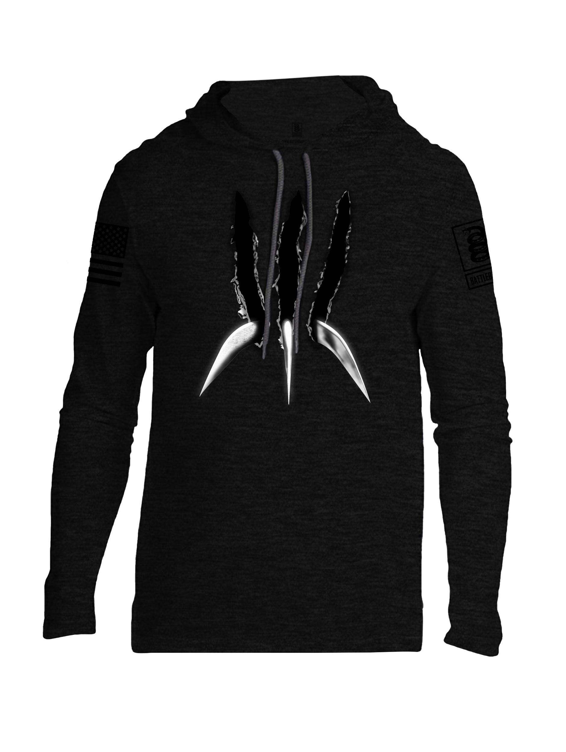 Battleraddle Wolve Adamantium Black Sleeve Print Mens Thin Cotton Lightweight Hoodie