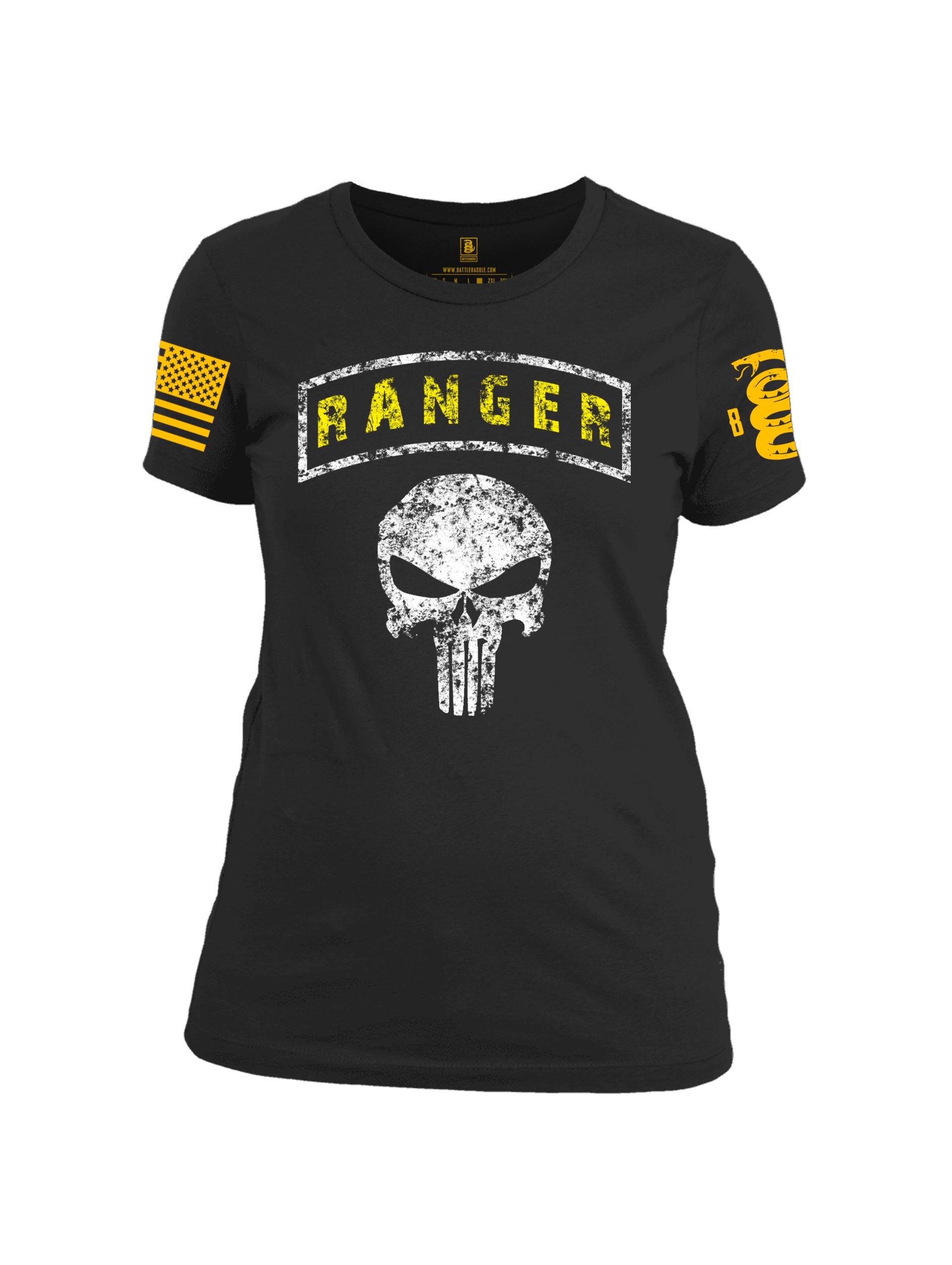 Battleraddle Ranger Yellow Sleeve Print Womens Cotton Crew Neck T Shirt