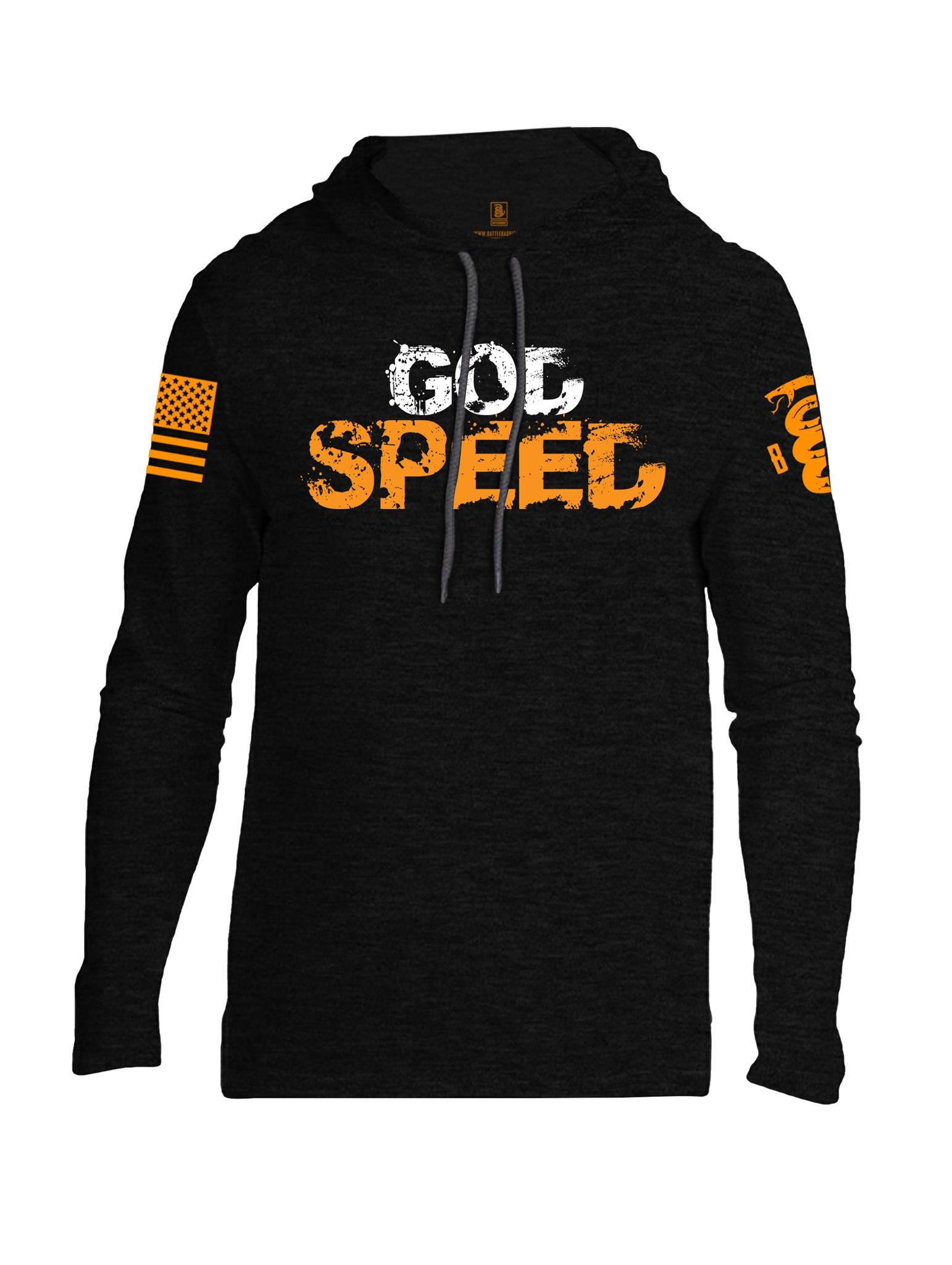 Battleraddle God Speed Orange Sleeve Print Mens Thin Cotton Lightweight Hoodie