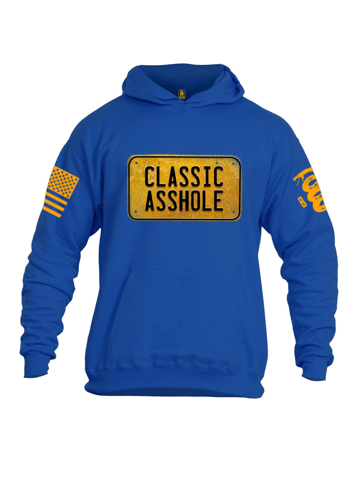 Battleraddle Classic Asshole Yellow Sleeve Print Mens Cotton Pullover Hoodie With Pockets