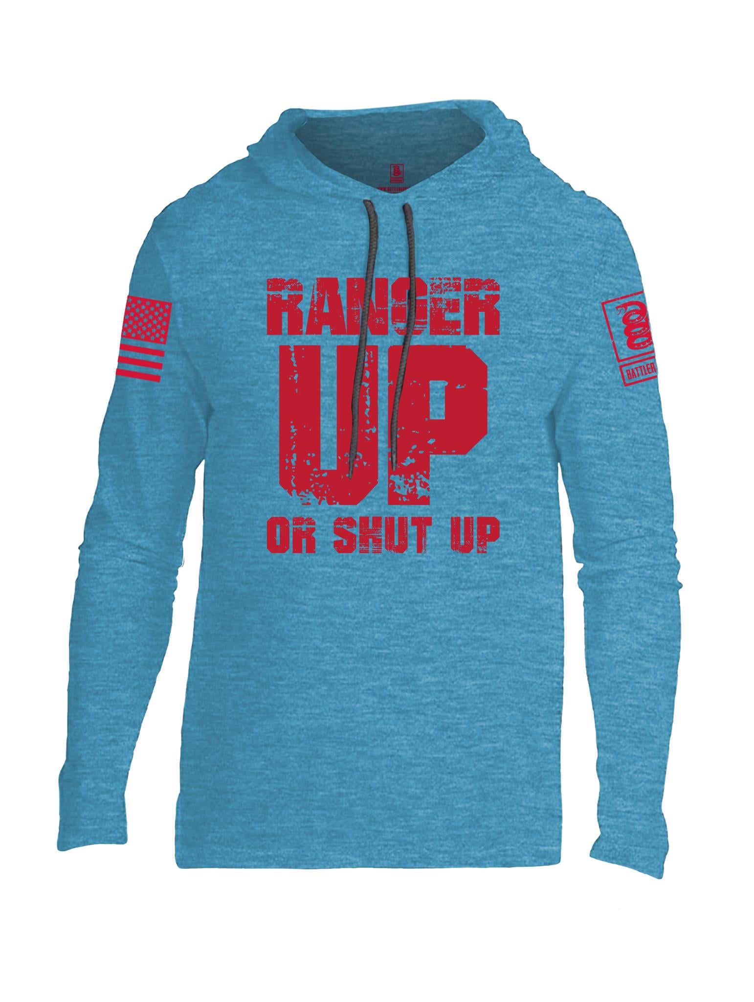 Battleraddle Ranger Up Or Shut Up Red Sleeve Print Mens Thin Cotton Lightweight Hoodie