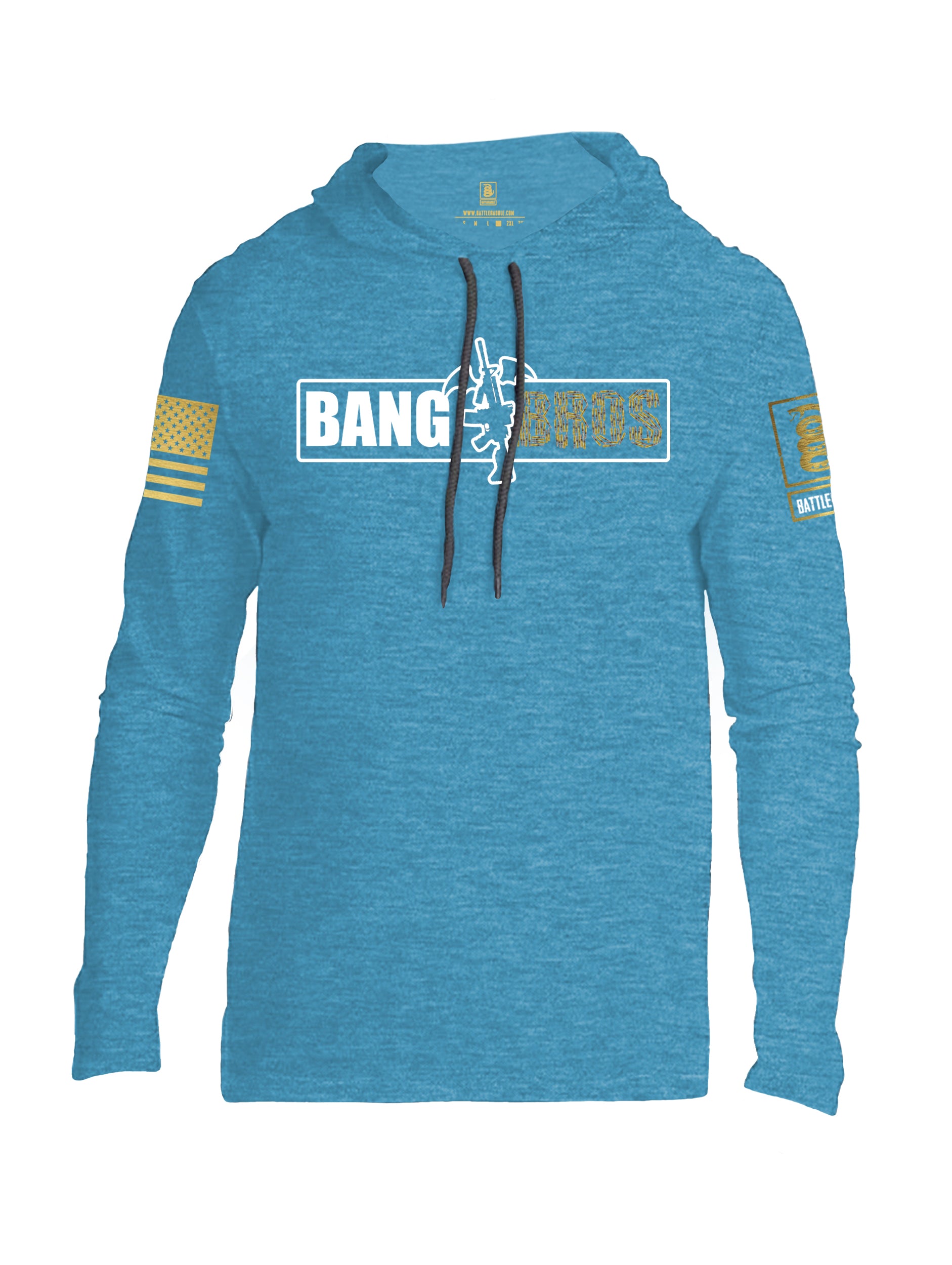 Battleraddle Bat Wing AR15 Bang Bros Brass Sleeve Print Mens Thin Cotton Lightweight Hoodie