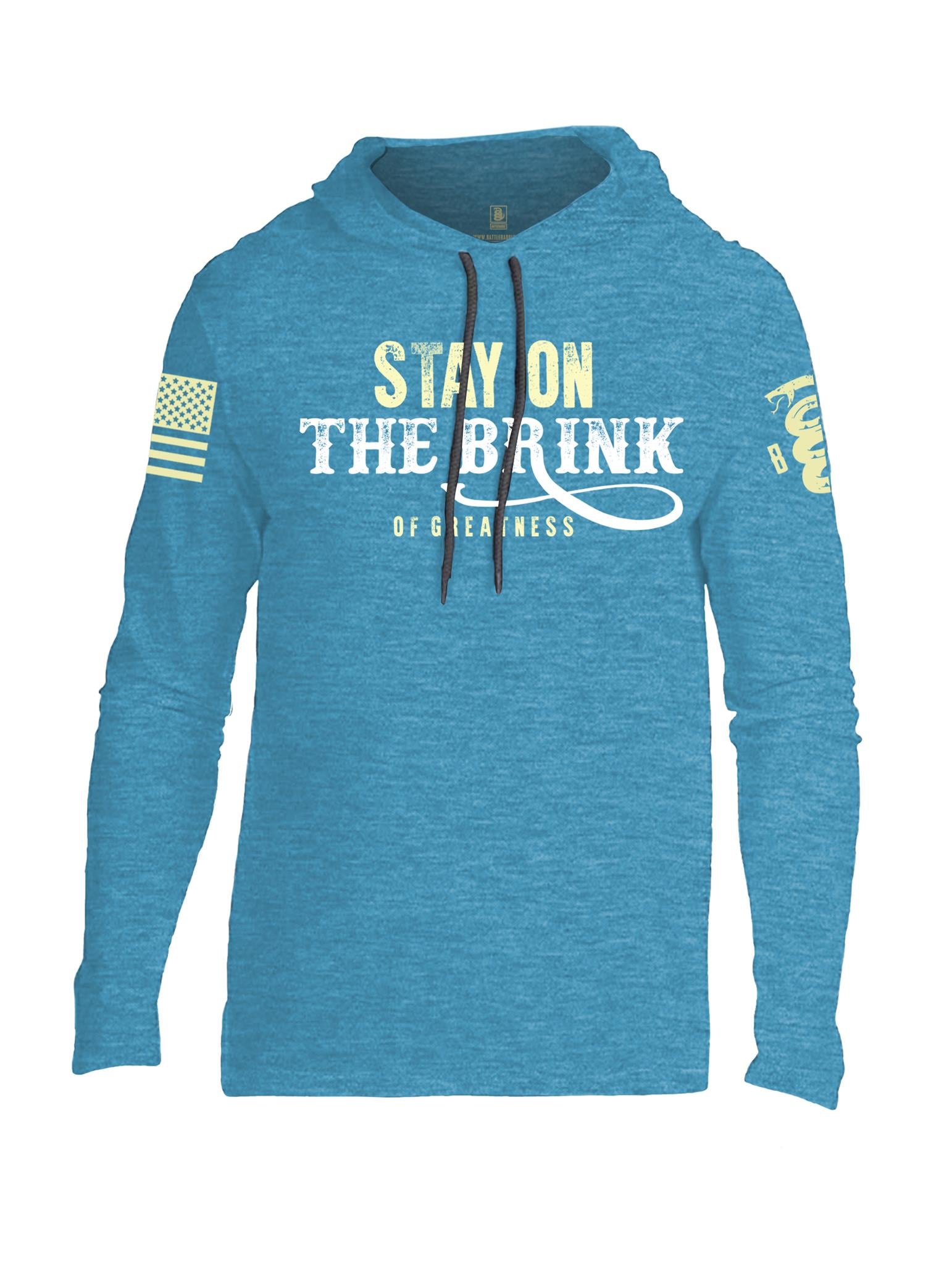 Battleraddle Stay On The Brink Of Greatness Light Yellow Sleeve Print Mens Thin Cotton Lightweight Hoodie