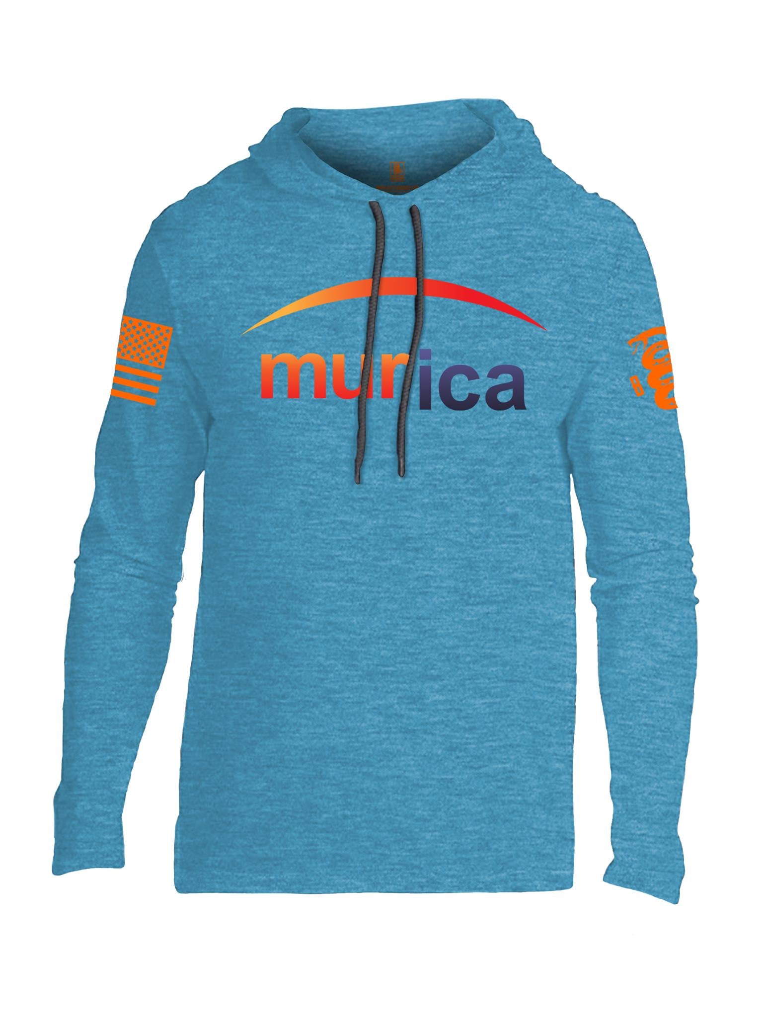 Battleraddle Murica Orange Sleeve Print Mens Thin Cotton Lightweight Hoodie