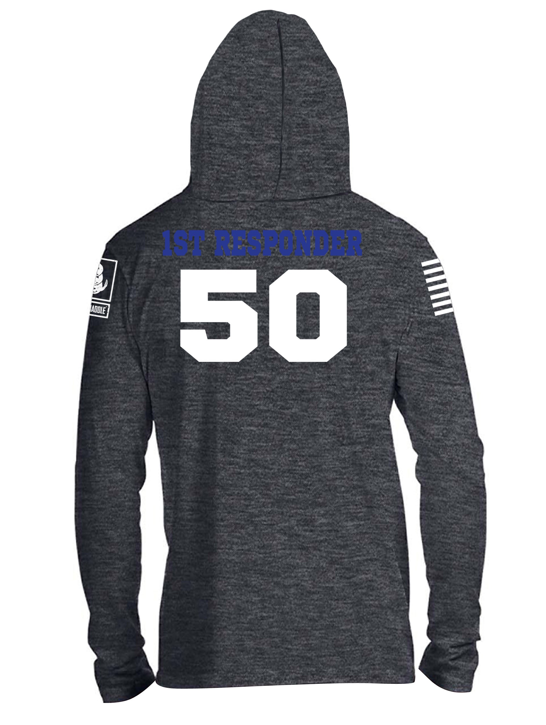 Battleraddle Blue Bloods 1st Responder 50 Jersey White Sleeve Print Mens Thin Cotton Lightweight Hoodie