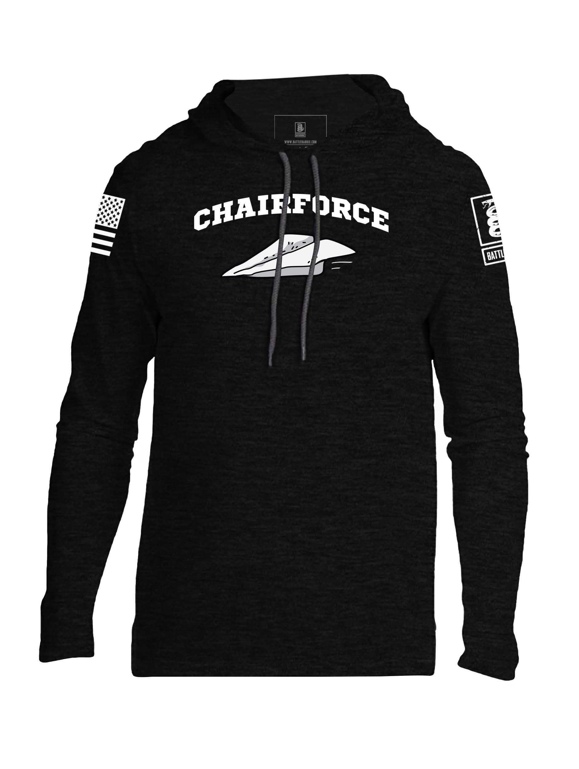 Battleraddle Chairforce Passenger 06 White Sleeve Print Mens Thin Cotton Lightweight Hoodie