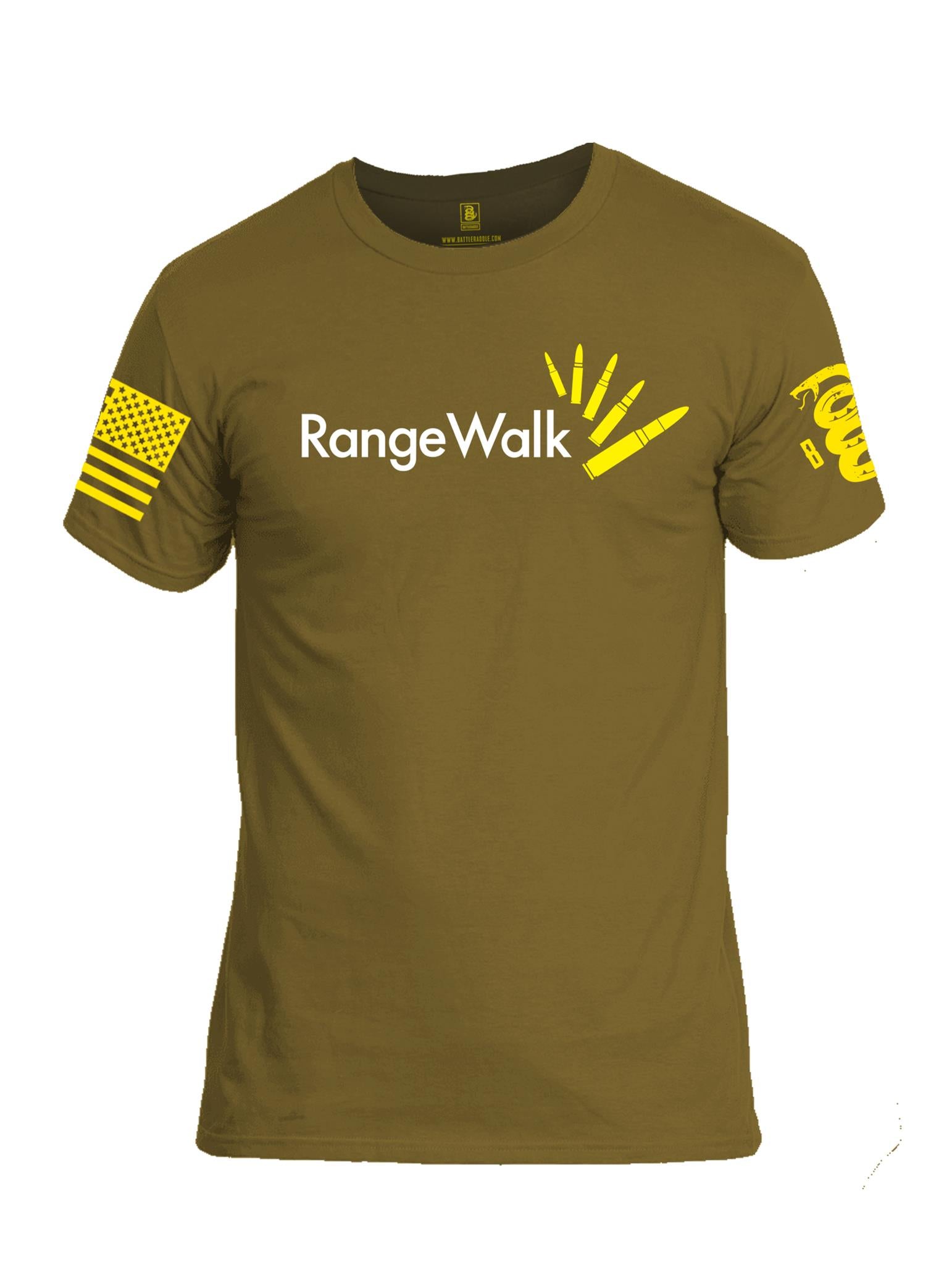 Battleraddle Range Walk Yellow Sleeve Print Mens Cotton Crew Neck T Shirt