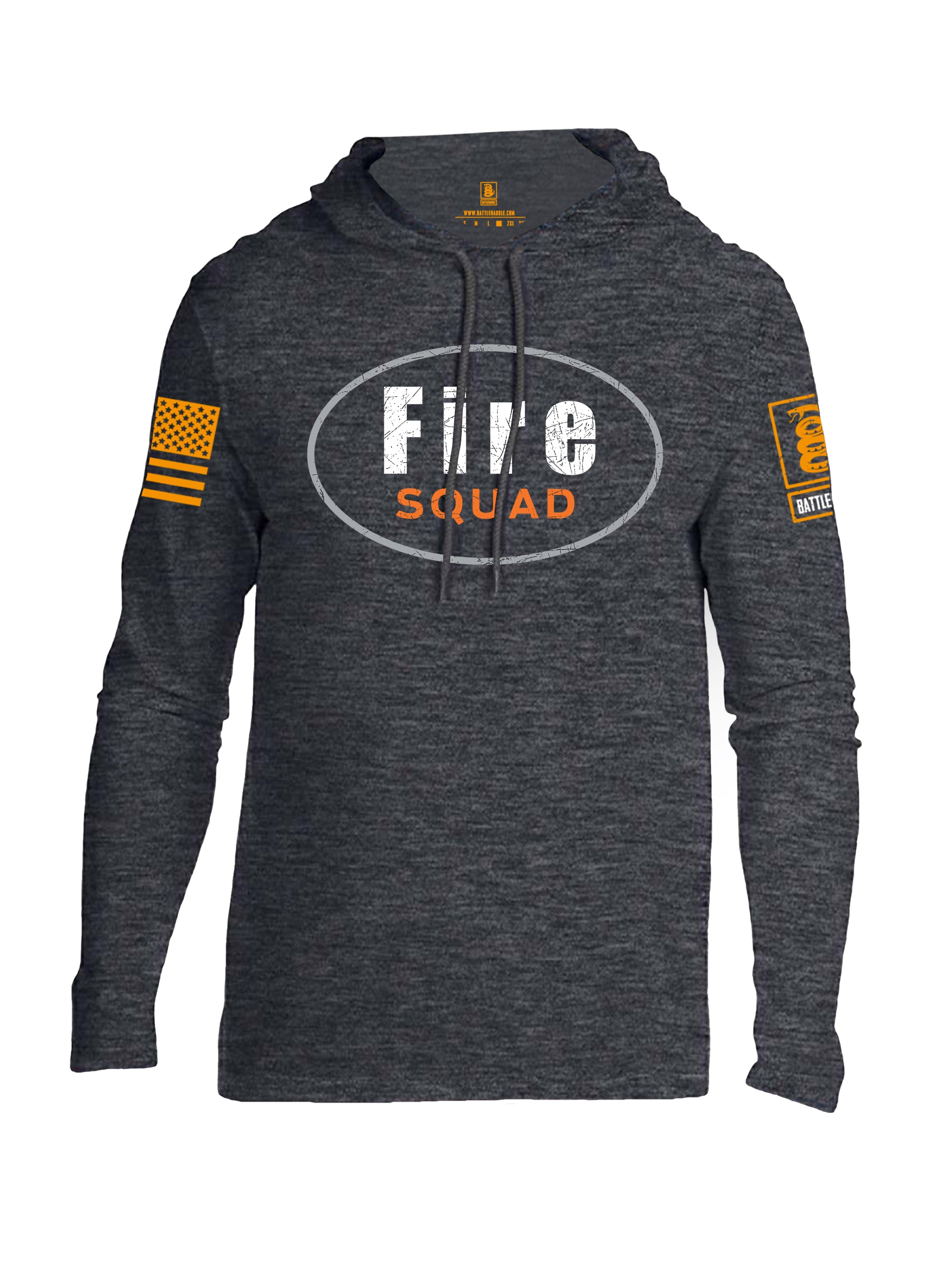 Battleraddle Fire Squad Orange Sleeve Print Mens Thin Cotton Lightweight Hoodie