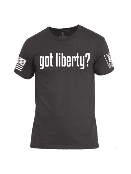 Battleraddle Got Liberty? White Sleeve Print Mens Cotton Crew Neck T Shirt