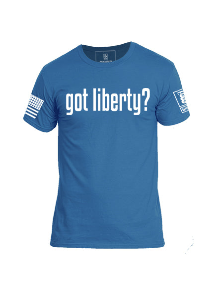 Battleraddle Got Liberty? White Sleeve Print Mens Cotton Crew Neck T Shirt