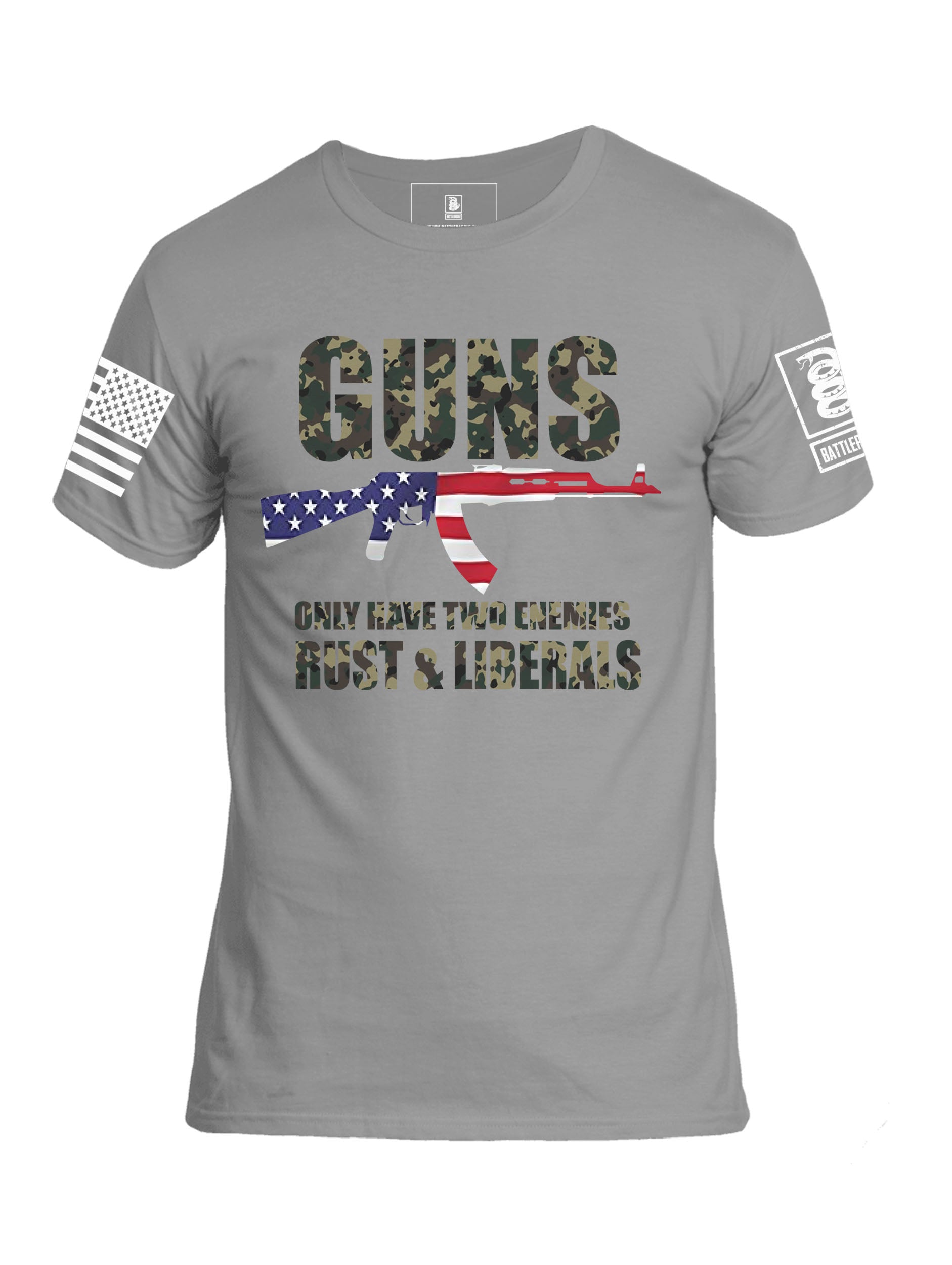 Battleraddle Guns Only Have Two Enemies Rust & Liberals Mens Crew Neck Cotton T Shirt