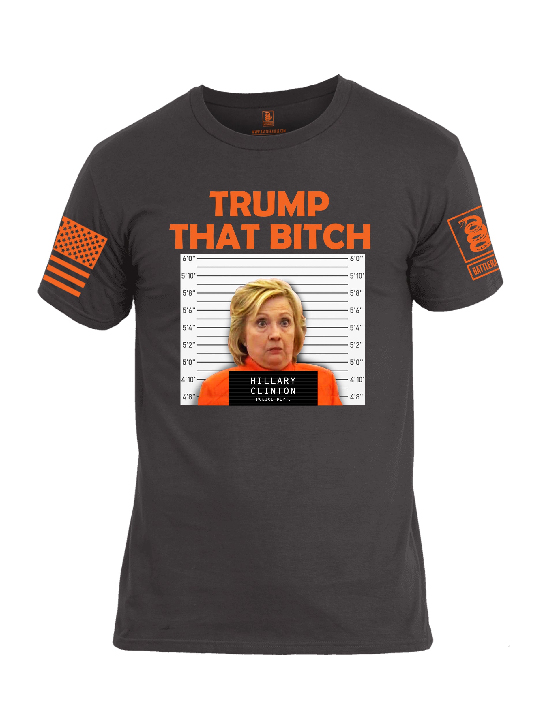 Battleraddle Trump That Bitch Orange Sleeve Print Mens Cotton Crew Neck T Shirt