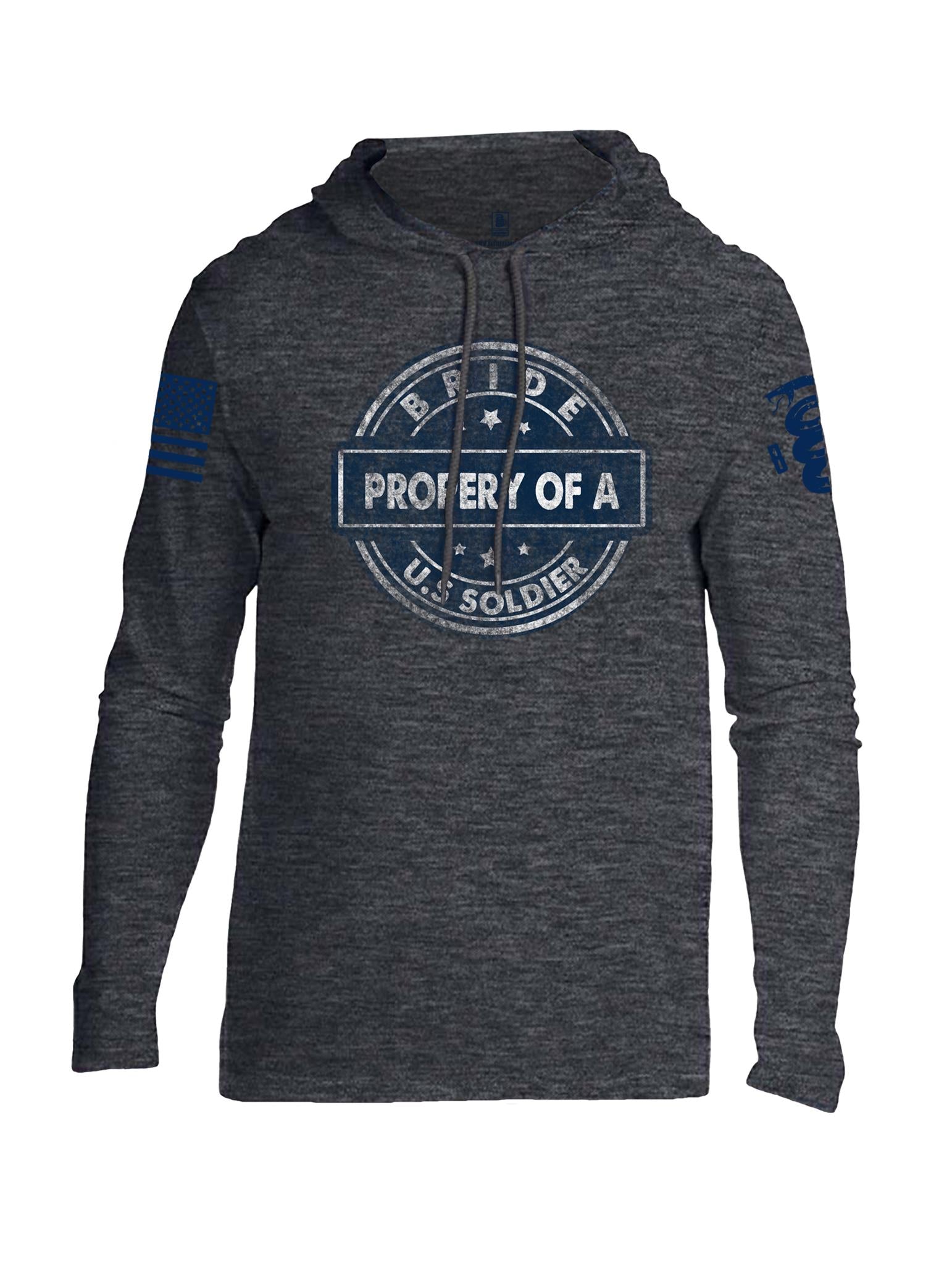 Battleraddle Bride Property Of A U.S. Soldier Blue Sleeve Print Mens Thin Cotton Lightweight Hoodie