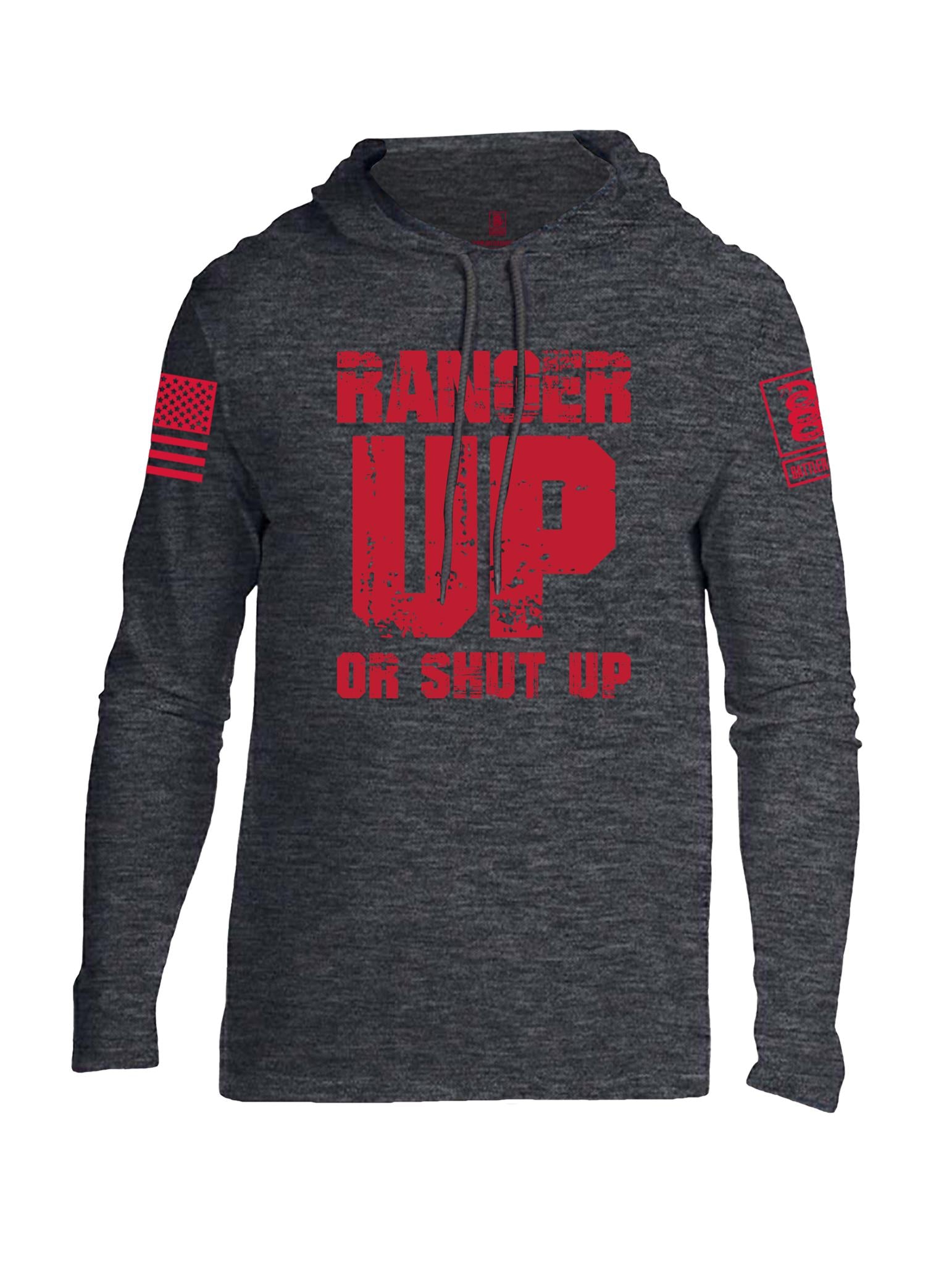 Battleraddle Ranger Up Or Shut Up Red Sleeve Print Mens Thin Cotton Lightweight Hoodie