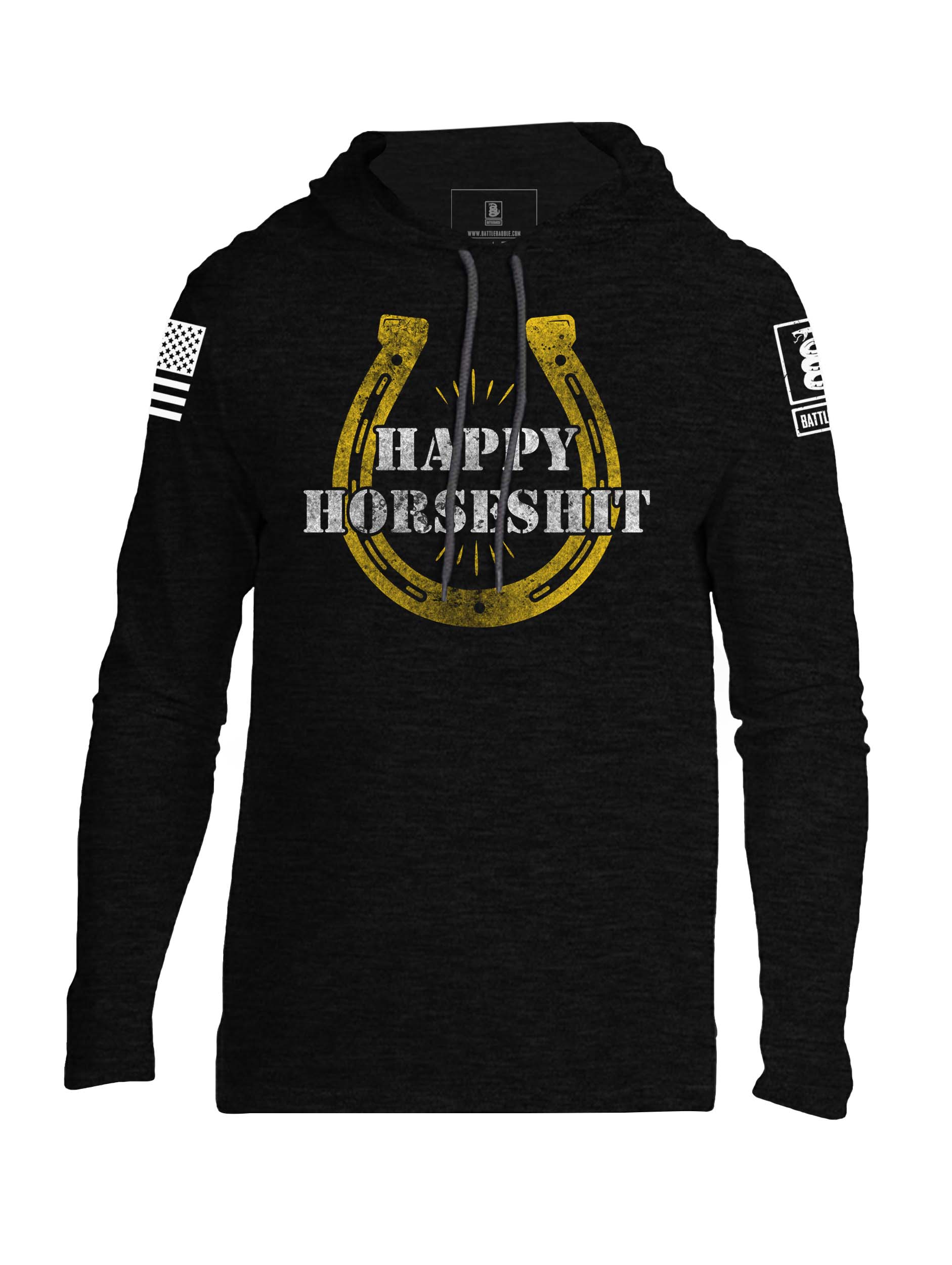 Battleraddle Happy Horseshit Mens Thin Cotton Lightweight Hoodie