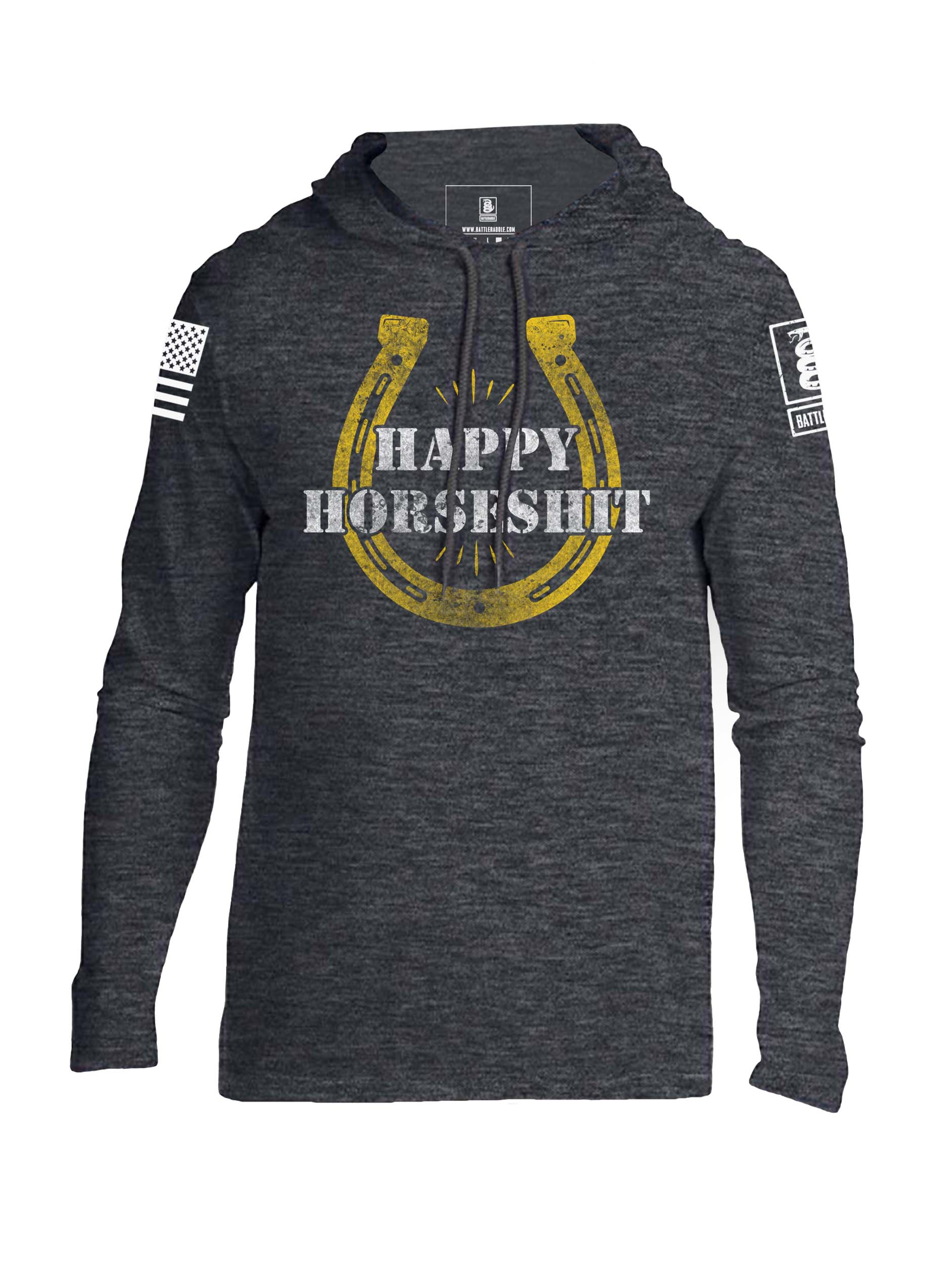 Battleraddle Happy Horseshit Mens Thin Cotton Lightweight Hoodie