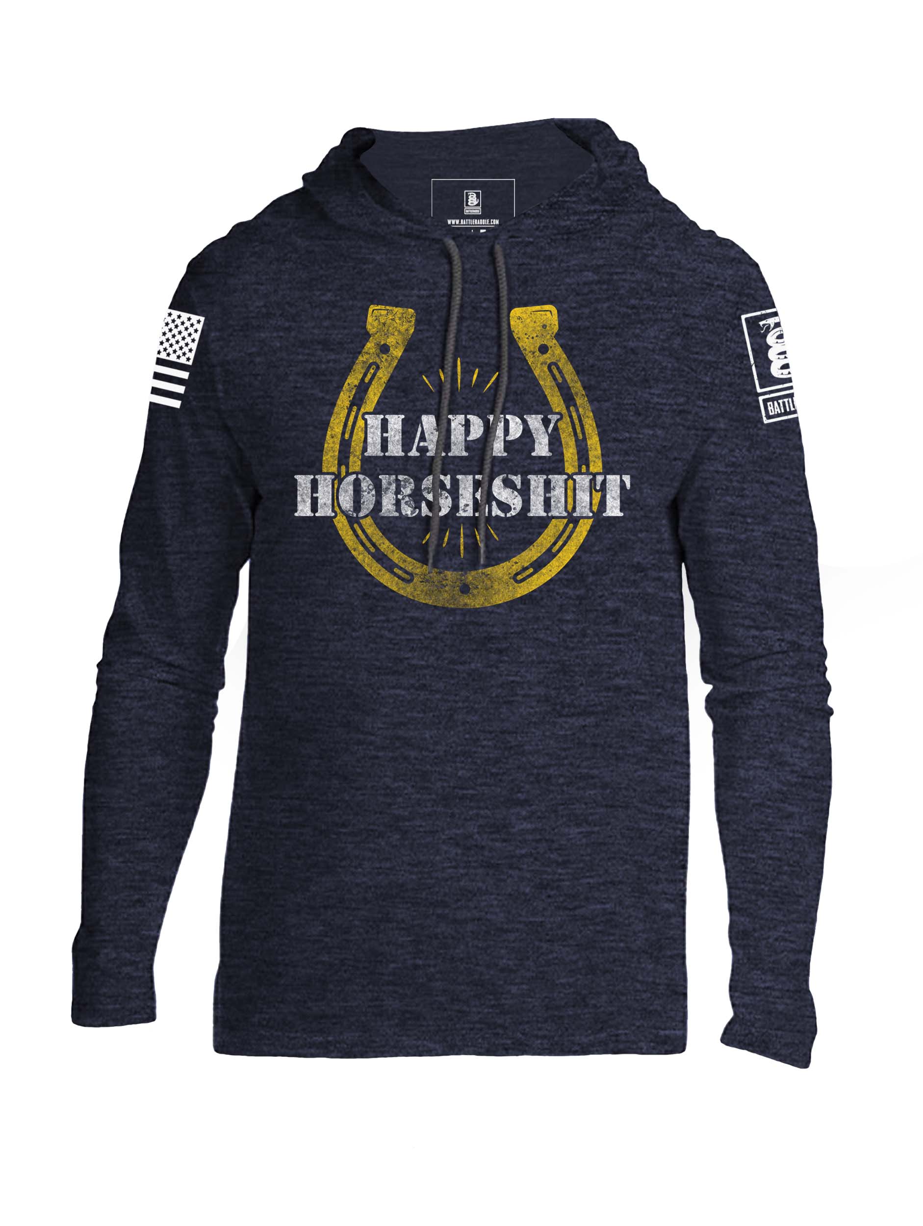 Battleraddle Happy Horseshit Mens Thin Cotton Lightweight Hoodie