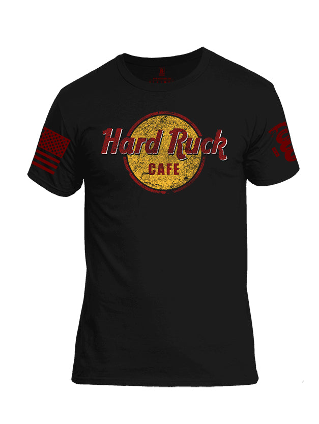 Battleraddle Hard Ruck Cafe Red Sleeve Print Mens Cotton Crew Neck T Shirt