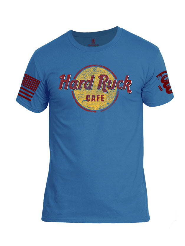 Battleraddle Hard Ruck Cafe Red Sleeve Print Mens Cotton Crew Neck T Shirt