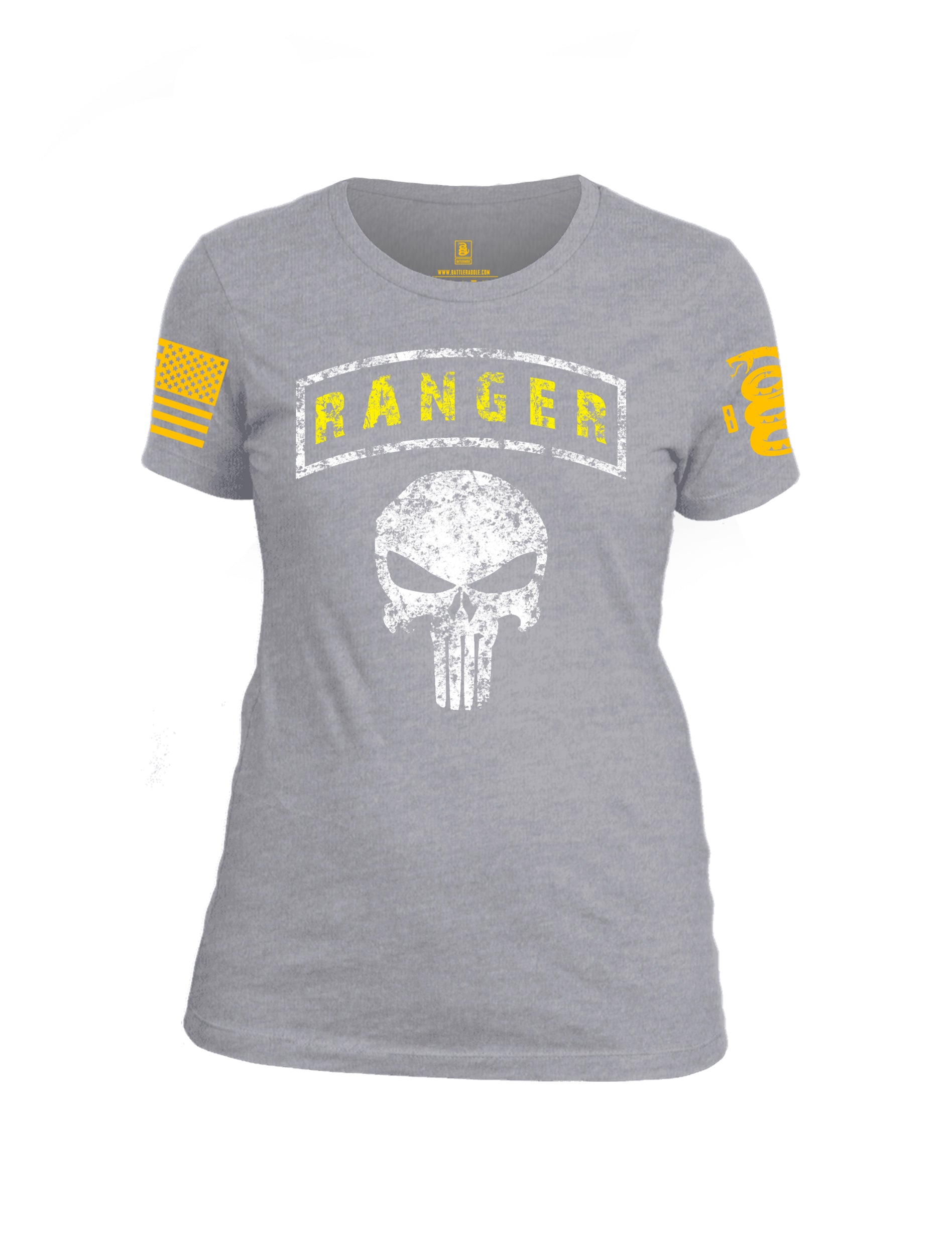 Battleraddle Ranger Yellow Sleeve Print Womens Cotton Crew Neck T Shirt