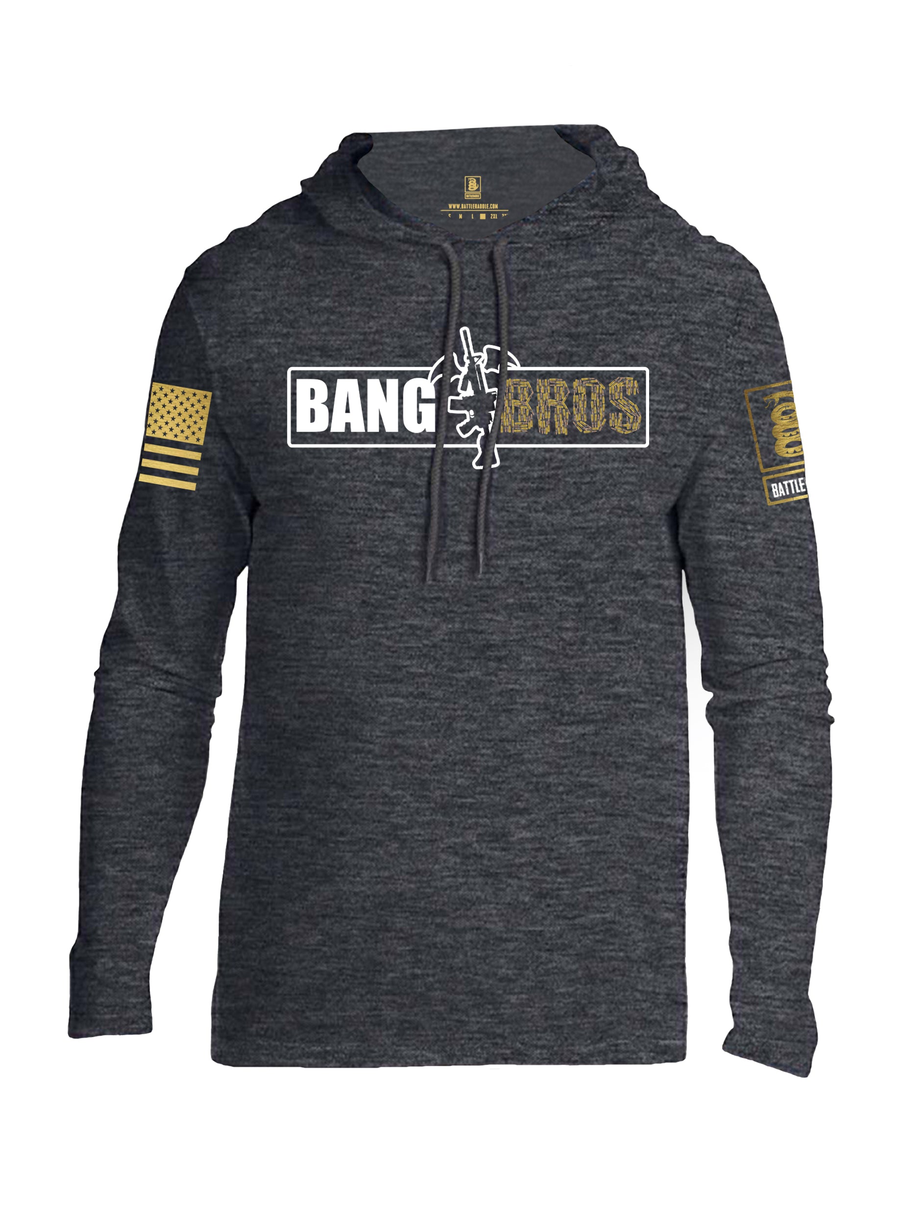 Battleraddle Bat Wing AR15 Bang Bros Brass Sleeve Print Mens Thin Cotton Lightweight Hoodie