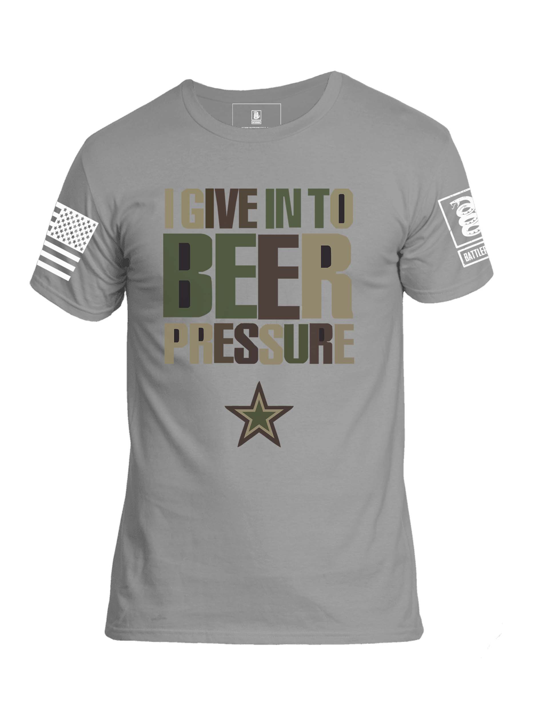 Battleraddle I Give In To Beer Mens Crew Neck Cotton T-Shirt