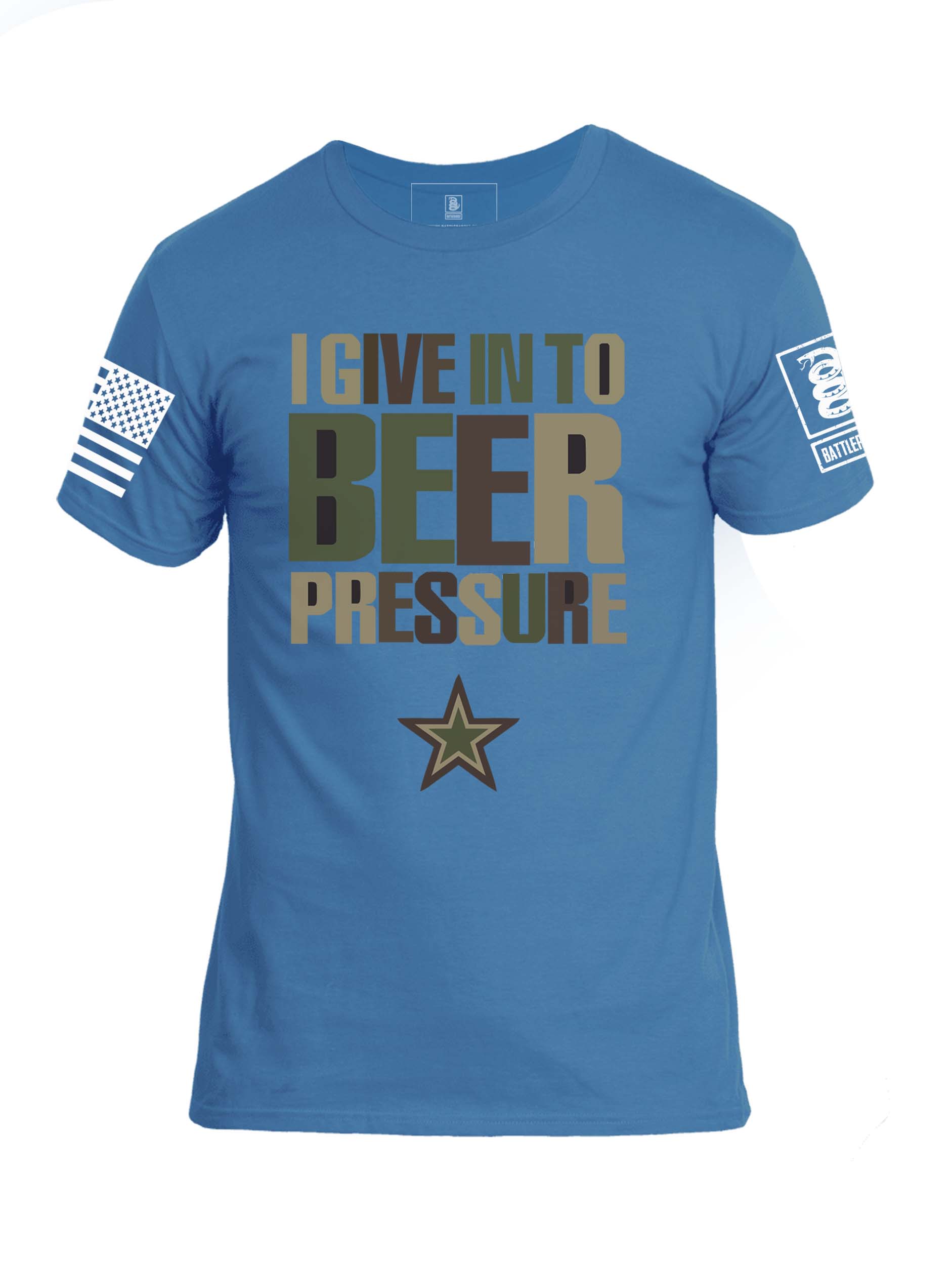 Battleraddle I Give In To Beer Mens Crew Neck Cotton T-Shirt