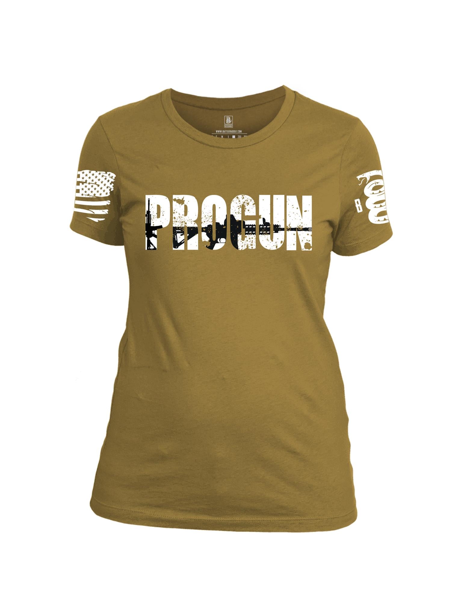 Battleraddle PROGUN White Sleeve Print Womens Cotton Crew Neck T Shirt