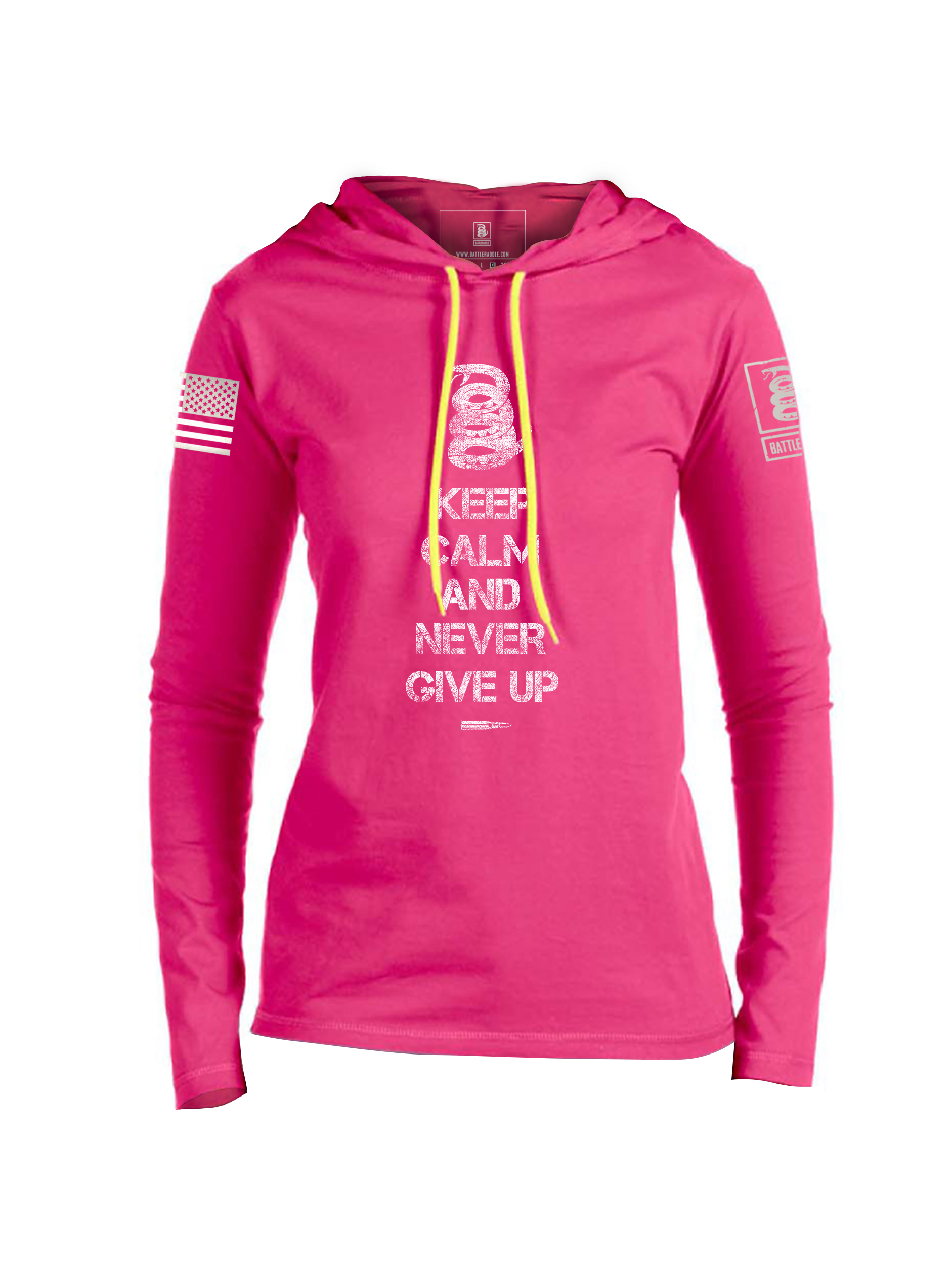 Battleraddle Keep Calm And Never Give Up Womens Thin Cotton Lightweight Hoodie