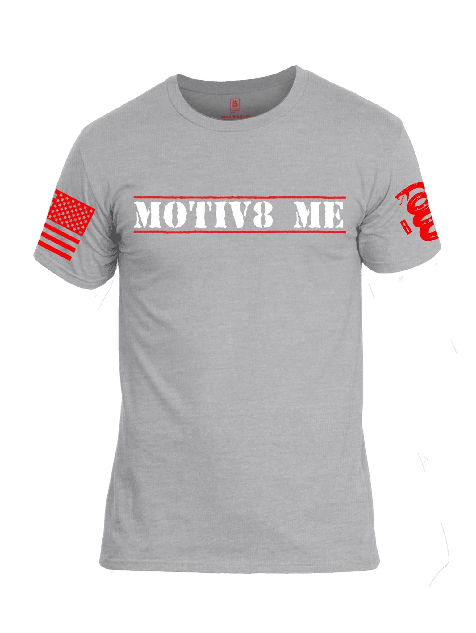 Battleraddle Motiv8 Me Red Sleeve Print Mens Cotton Crew Neck T Shirt