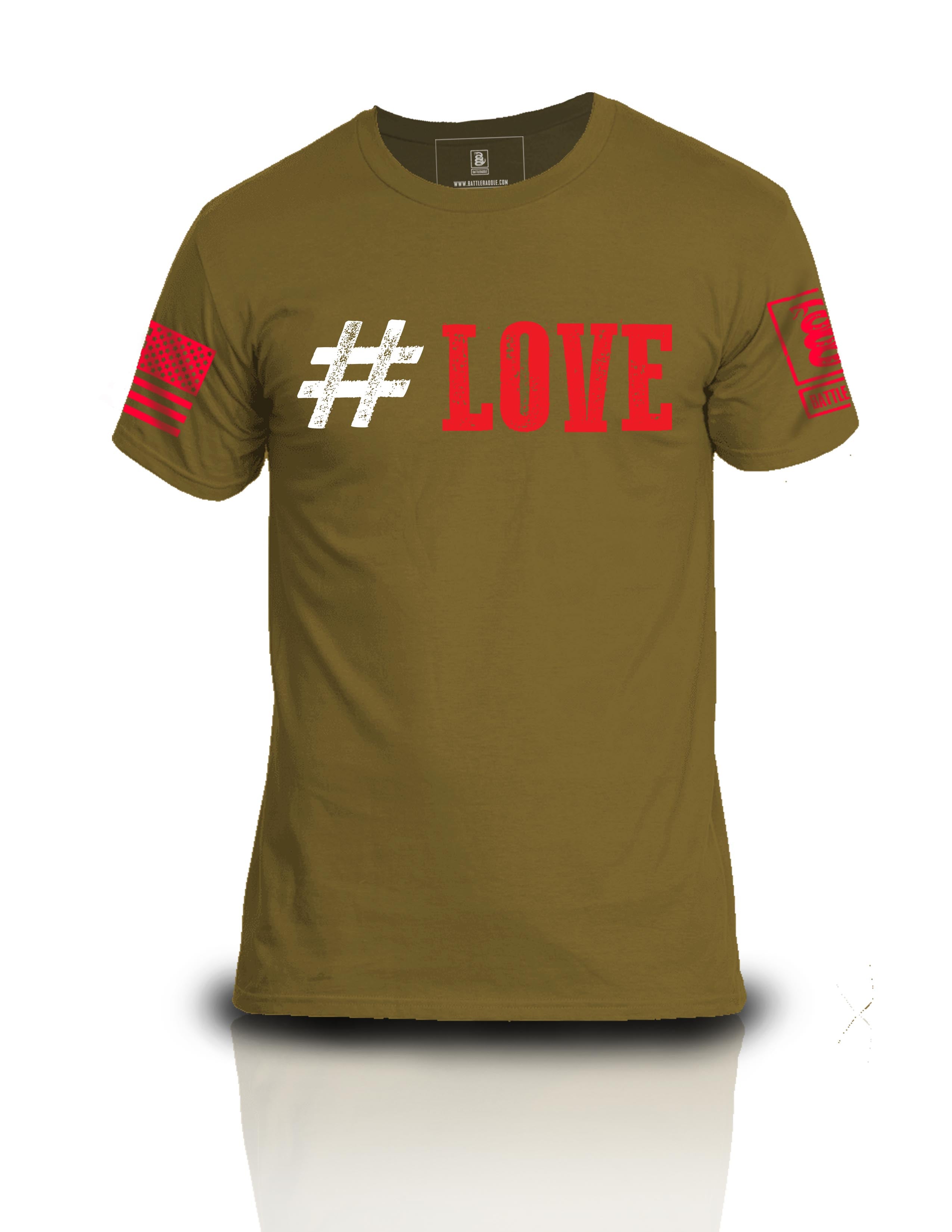 Battleraddle #Love Red Sleeve Print Mens Cotton Crew Neck T Shirt