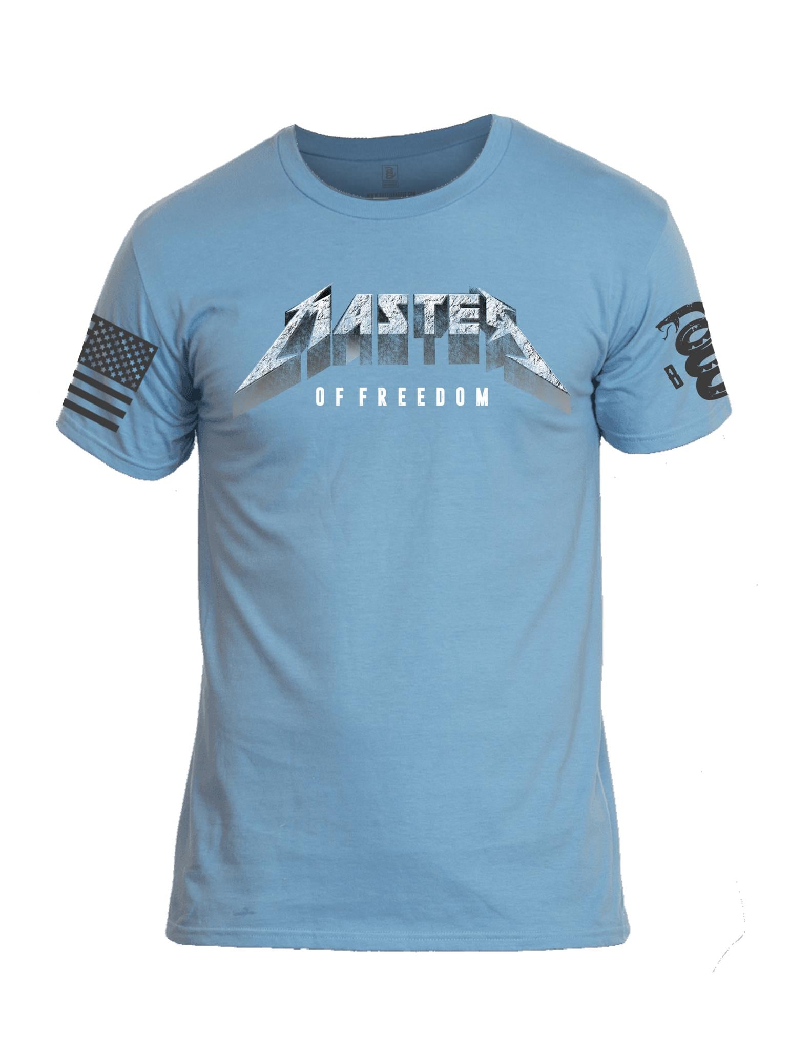 Battleraddle Master Of Freedom Grey Sleeve Print Mens Cotton Crew Neck T Shirt